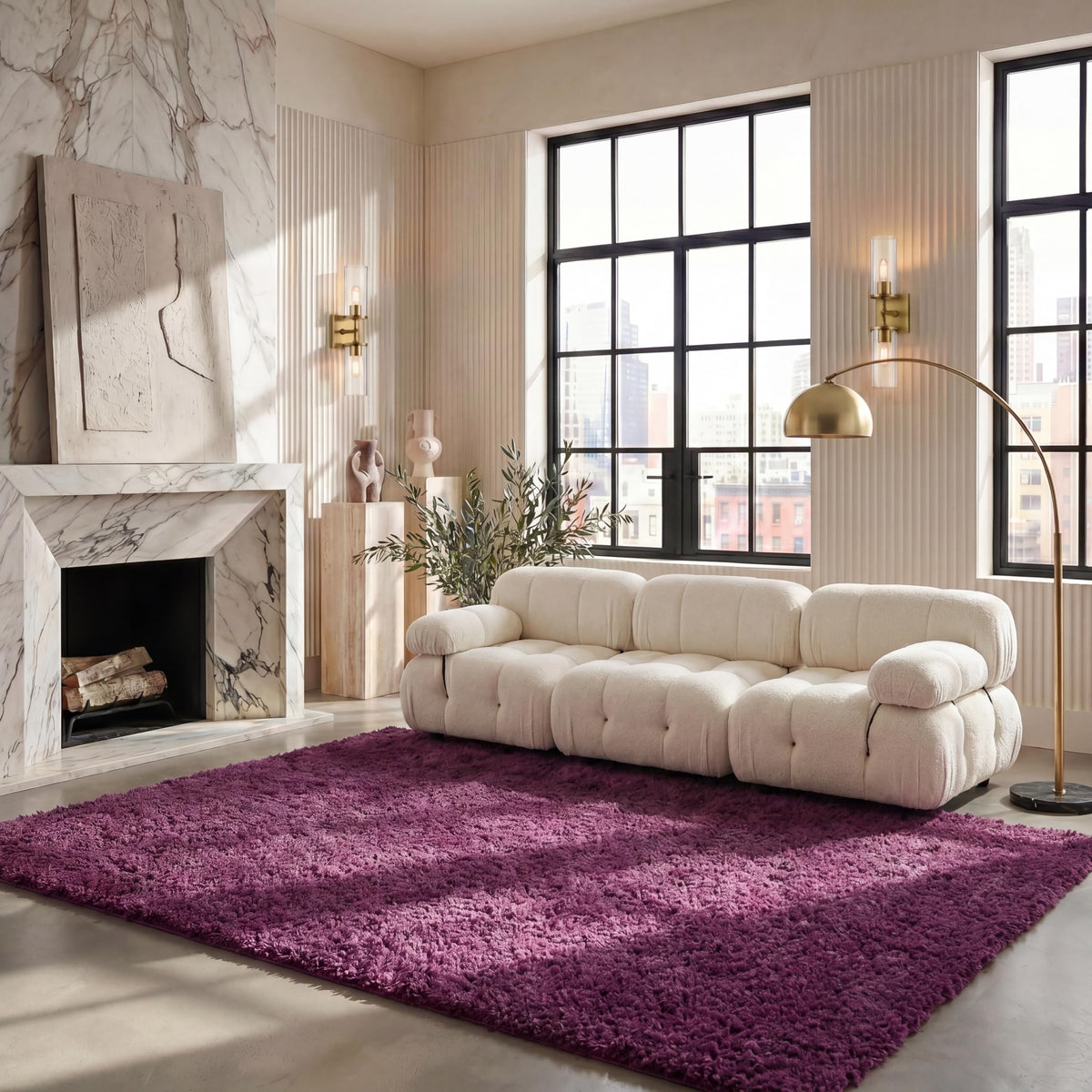 SAFAVIEH August Shag Rug 8'x10', Soft Plush Modern Ivory AUG900C