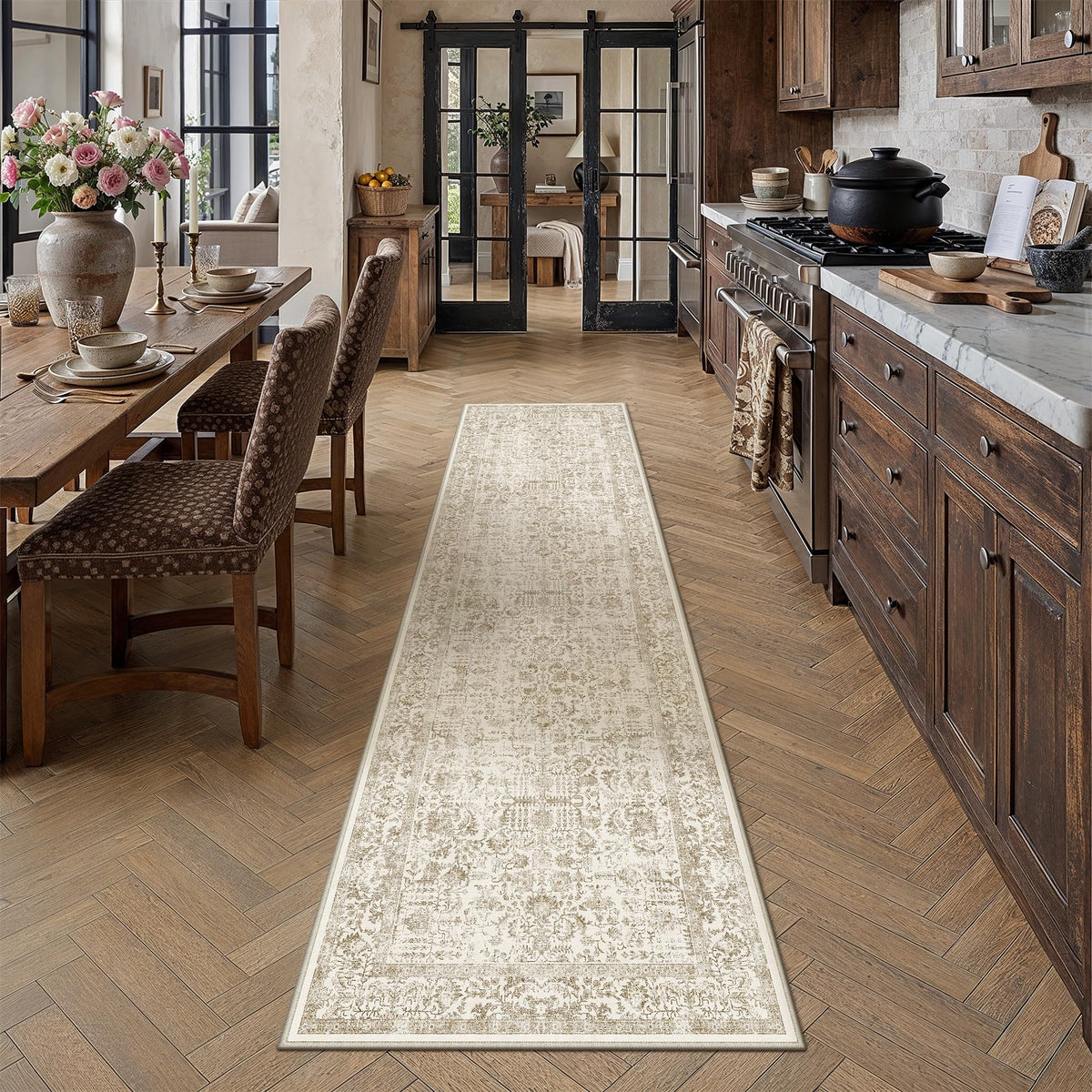 PureCozy Gray Area Rug 8x10 Vintage Floral