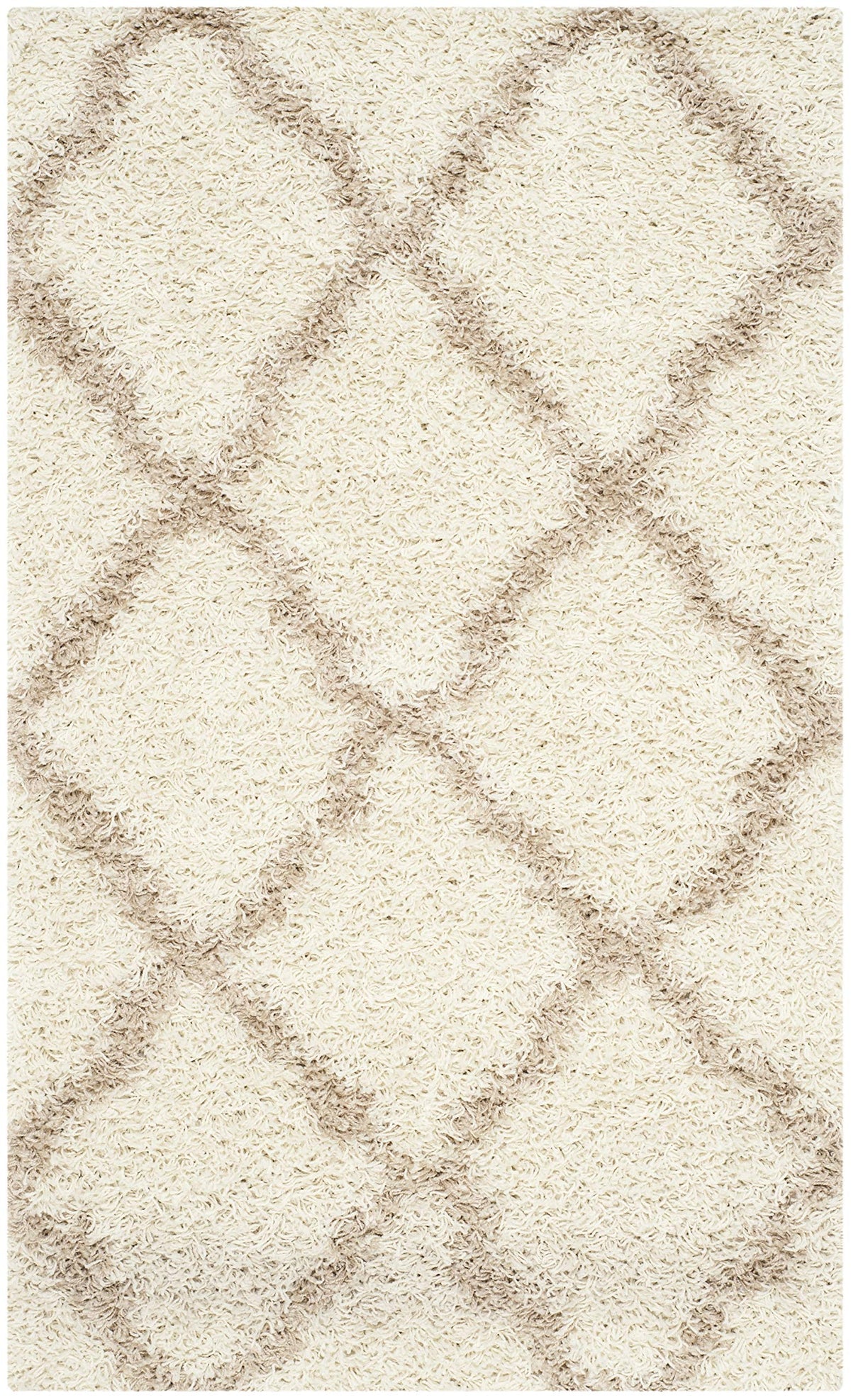 SAFAVIEH Dallas Shag Collection 8' x 10' Beige/Ivory SGD257D Trellis Non-Shedding Living Room Bedroom Dining Room Entryway Plush 1.5-inch Thick Area Rug