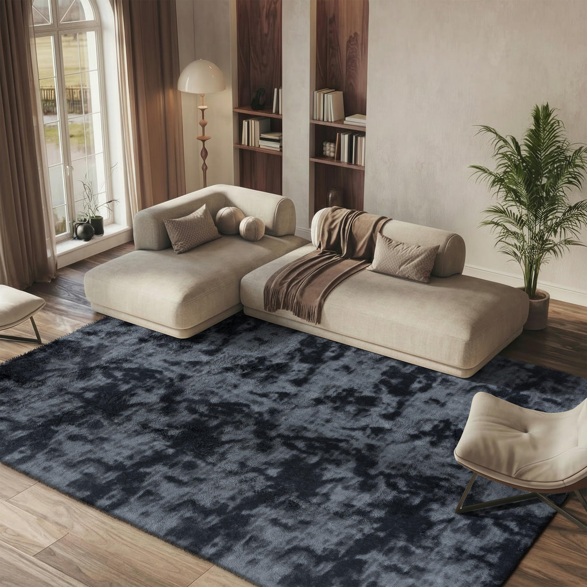 SAFAVIEH Rainbow Shag Collection Area Rug - 8' x 10', Light Beige, Slip Resistant, Non-Shedding & Easy Care, 1.6-inch Thick, Ideal for Living Room, Bedroom, Home Office, Dining Space (RBO100A-8)