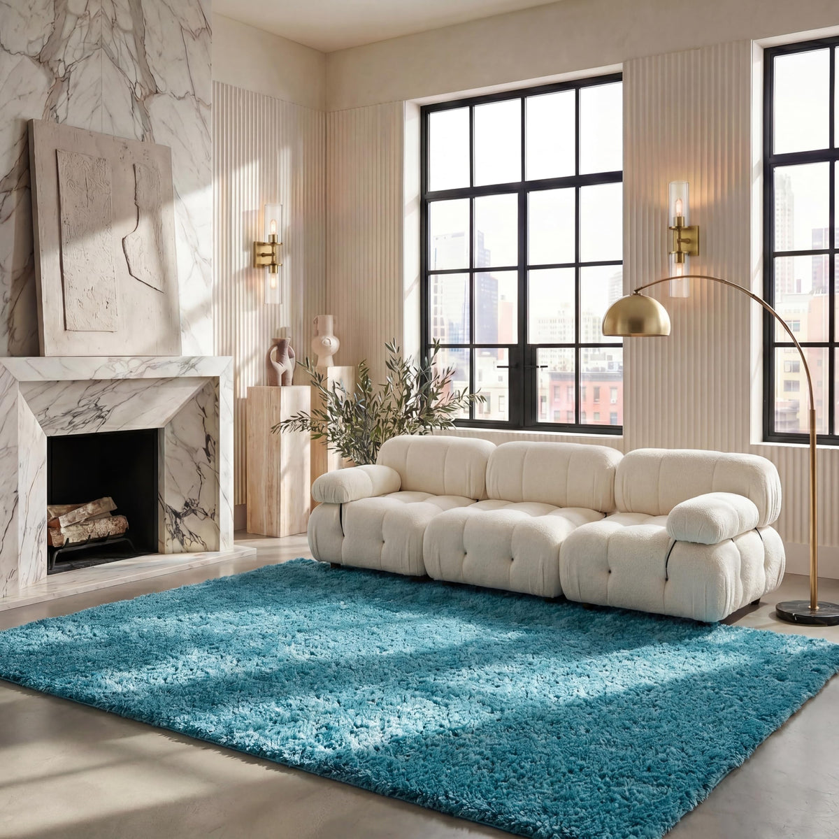 SAFAVIEH August Shag Rug 8'x10', Soft Plush Modern Ivory AUG900C