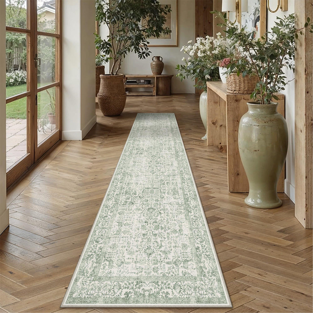 PureCozy Gray Area Rug 8x10 Vintage Floral