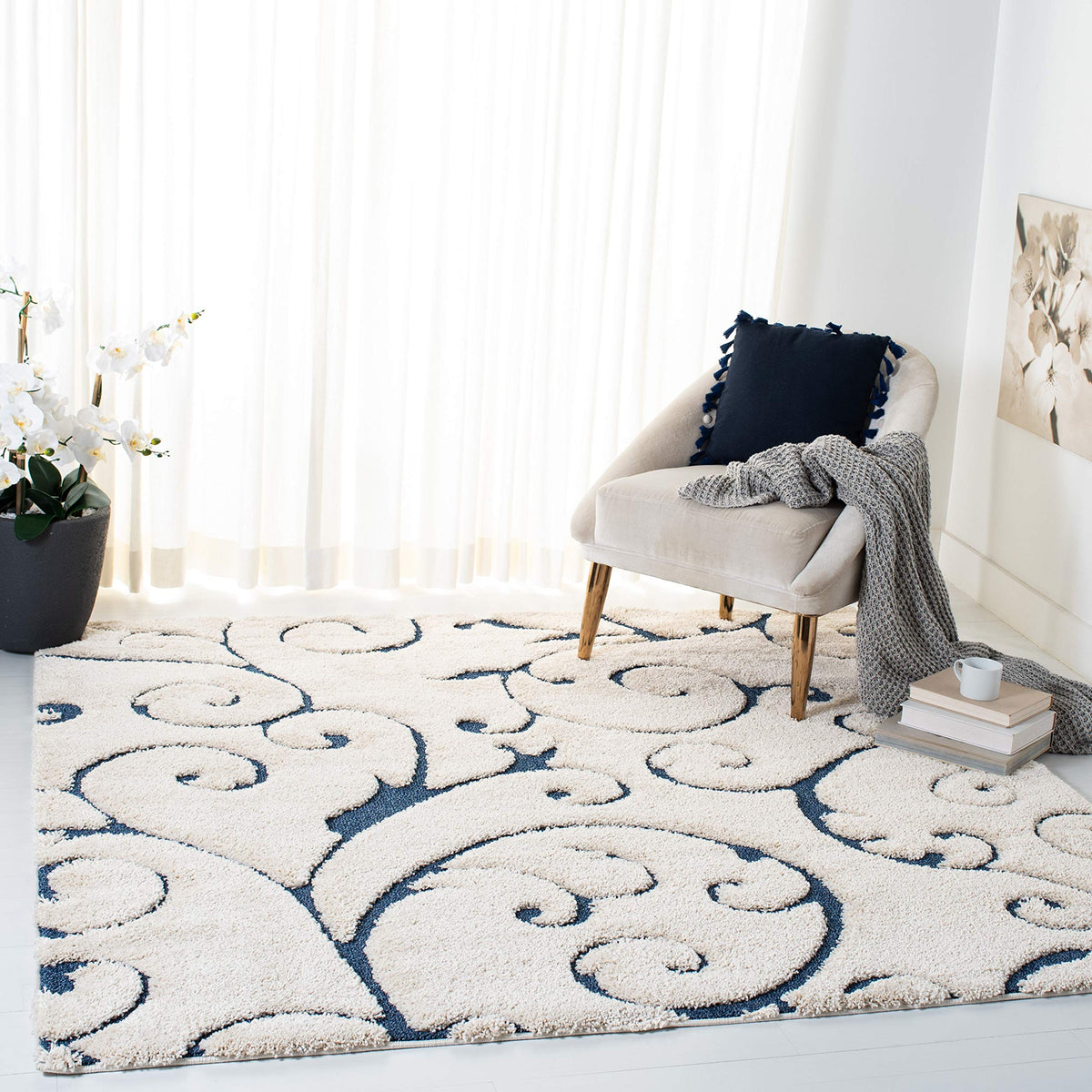 SAFAVIEH Florida Shag Rug 8'x10', Soft Plush Cream & Beige SG455-1113