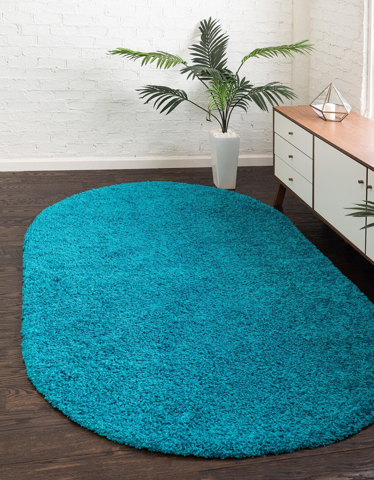 Unique Loom Solid Shag Collection Area Rug (8' x 10' Rectangle, Sandy Brown)