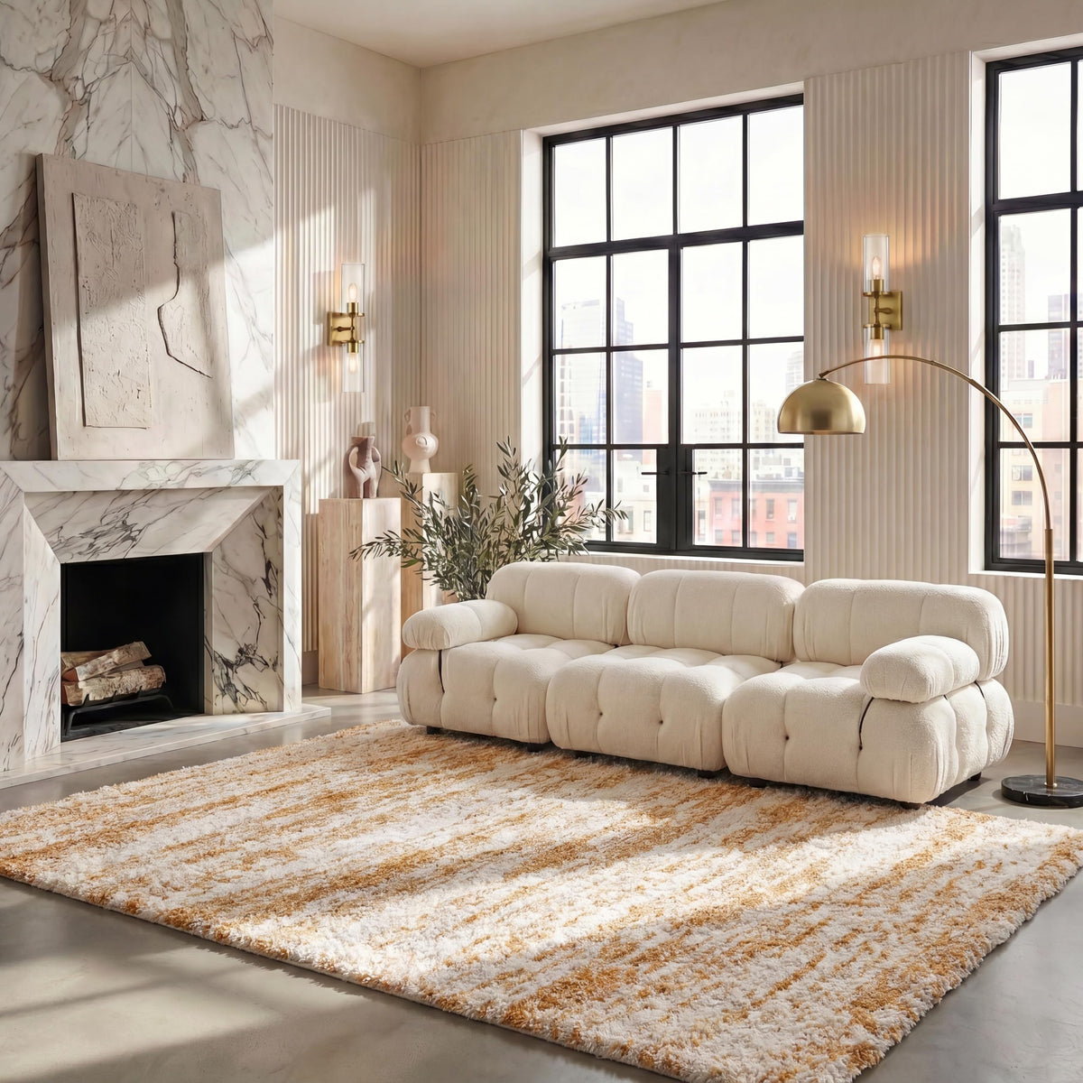 SAFAVIEH Hudson Shag Rug 8x10, Large Ivory & Beige SGH206B