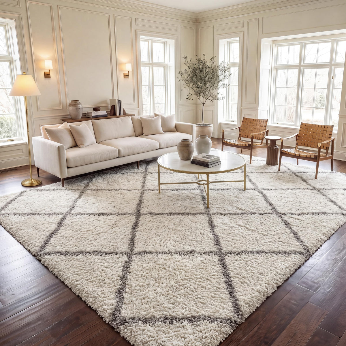 SAFAVIEH Hudson Shag Rug 8'x10', Soft Plush Moroccan Ivory & Beige SGH281D