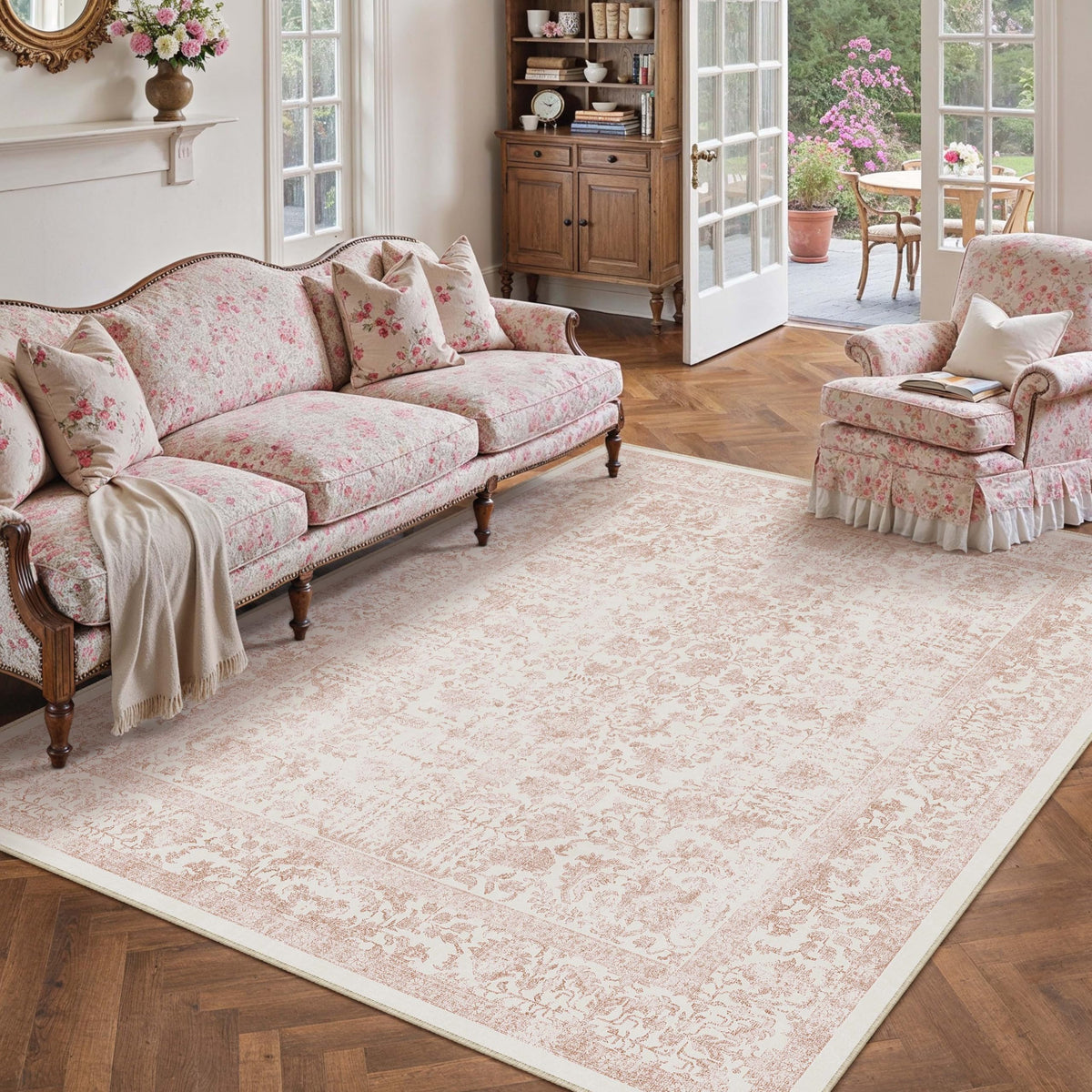 PureCozy Gray Area Rug 8x10 Vintage Floral