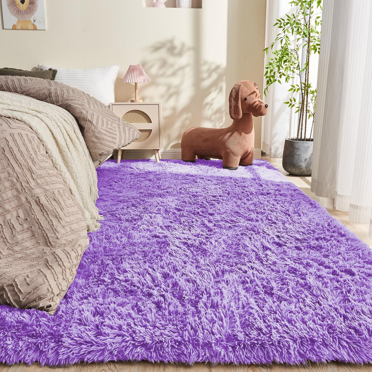 OPPODREAM 5x7 Beige Rugs for Bedroom, Ultra-Soft Fluffy Area Rugs for Living Room, 5 x 7 Shag Carpet for Nursery, Kids, Girl, Boy, Baby, Plush, Fuzzy, Shaggy, Cute Home Decor
