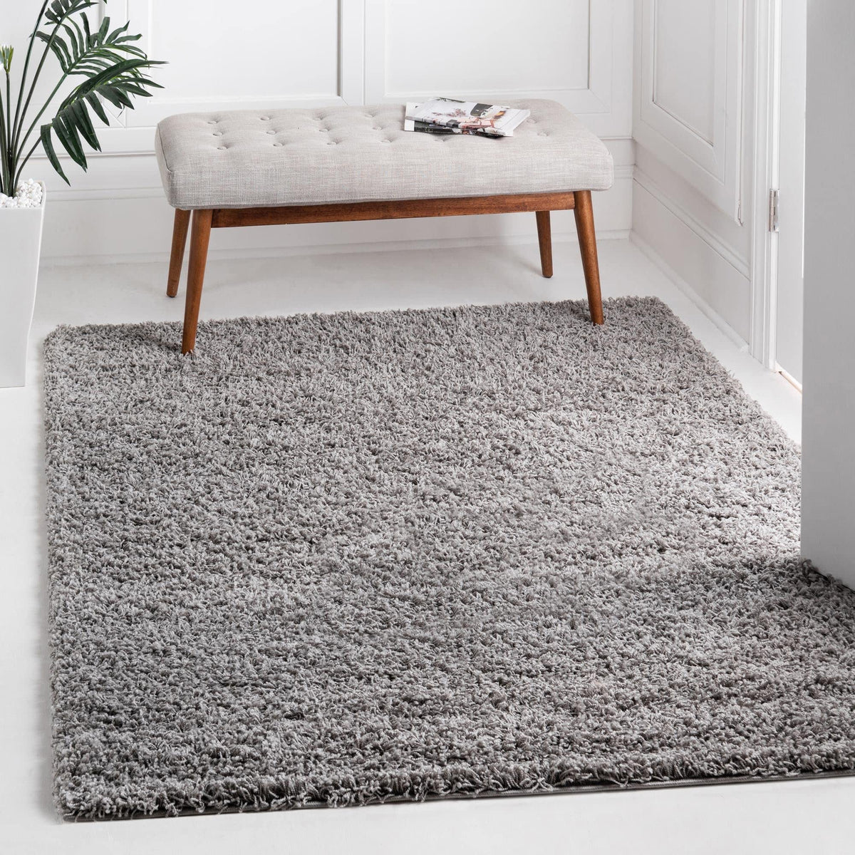 Unique Loom Solid Shag Collection Area Rug (8' x 10' Rectangle, Sandy Brown)