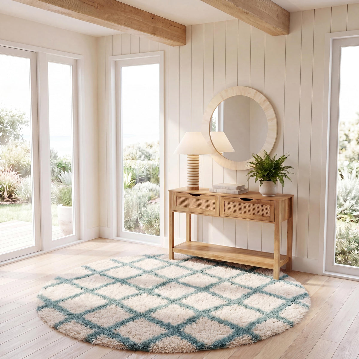SAFAVIEH Area Rug 8x10 - Dallas Shag Collection - Large - Dark Grey & Ivory, Trellis Pattern, Non-Shedding & Easy Cleaning, Plush Thick Pile, Ideal for Living Room, Bedroom, Dining Space (SGDS258A)