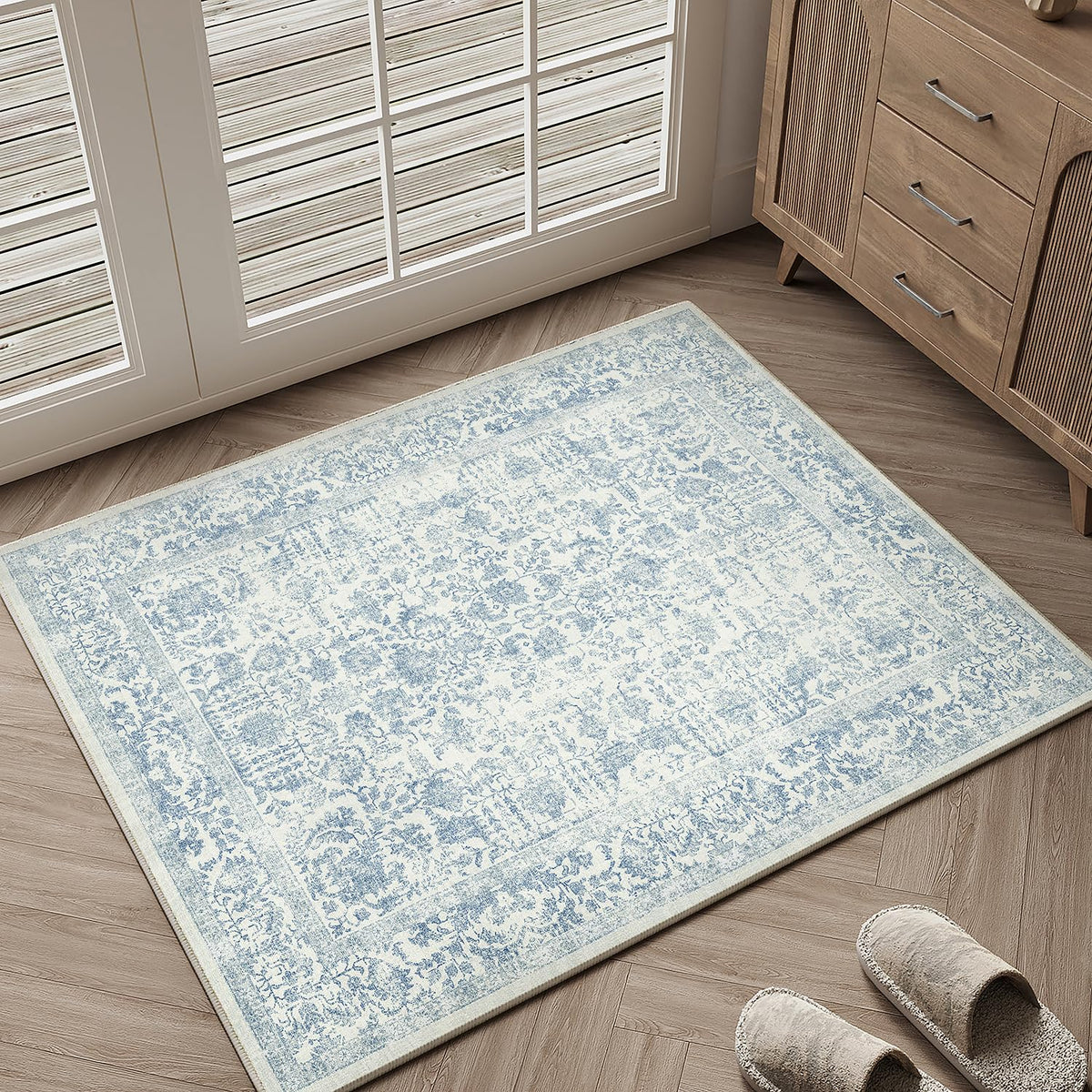 PureCozy Gray Area Rug 8x10 Vintage Floral