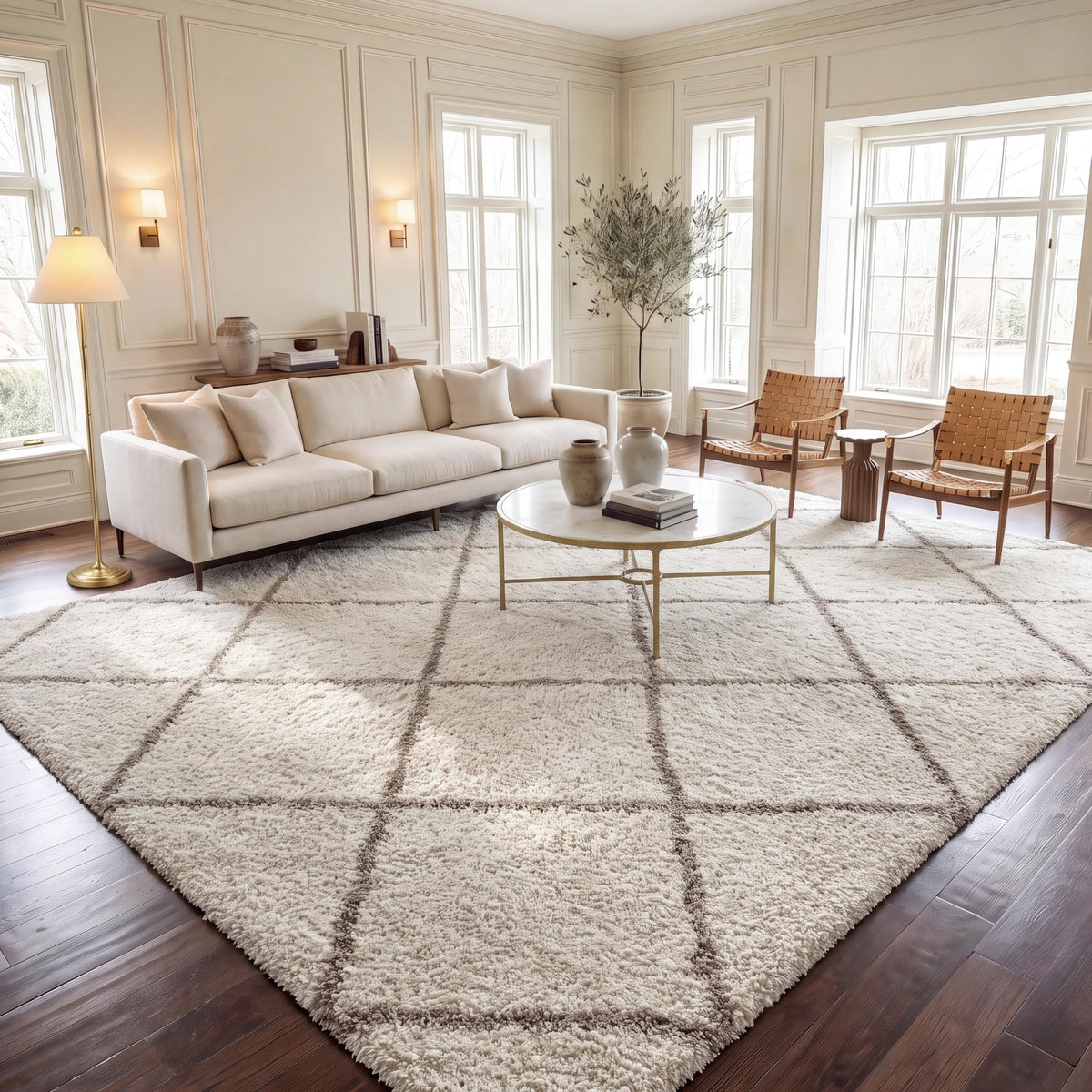 SAFAVIEH Hudson Shag Rug 8'x10', Soft Plush Moroccan Ivory & Beige SGH281D