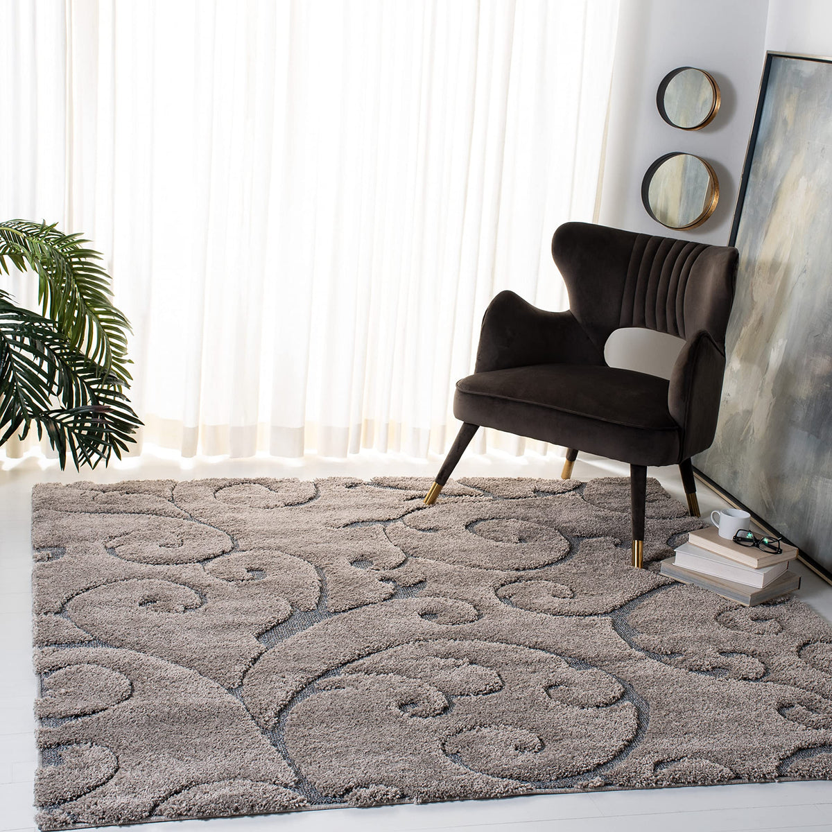 SAFAVIEH Florida Shag Rug 8'x10', Soft Plush Cream & Beige SG455-1113