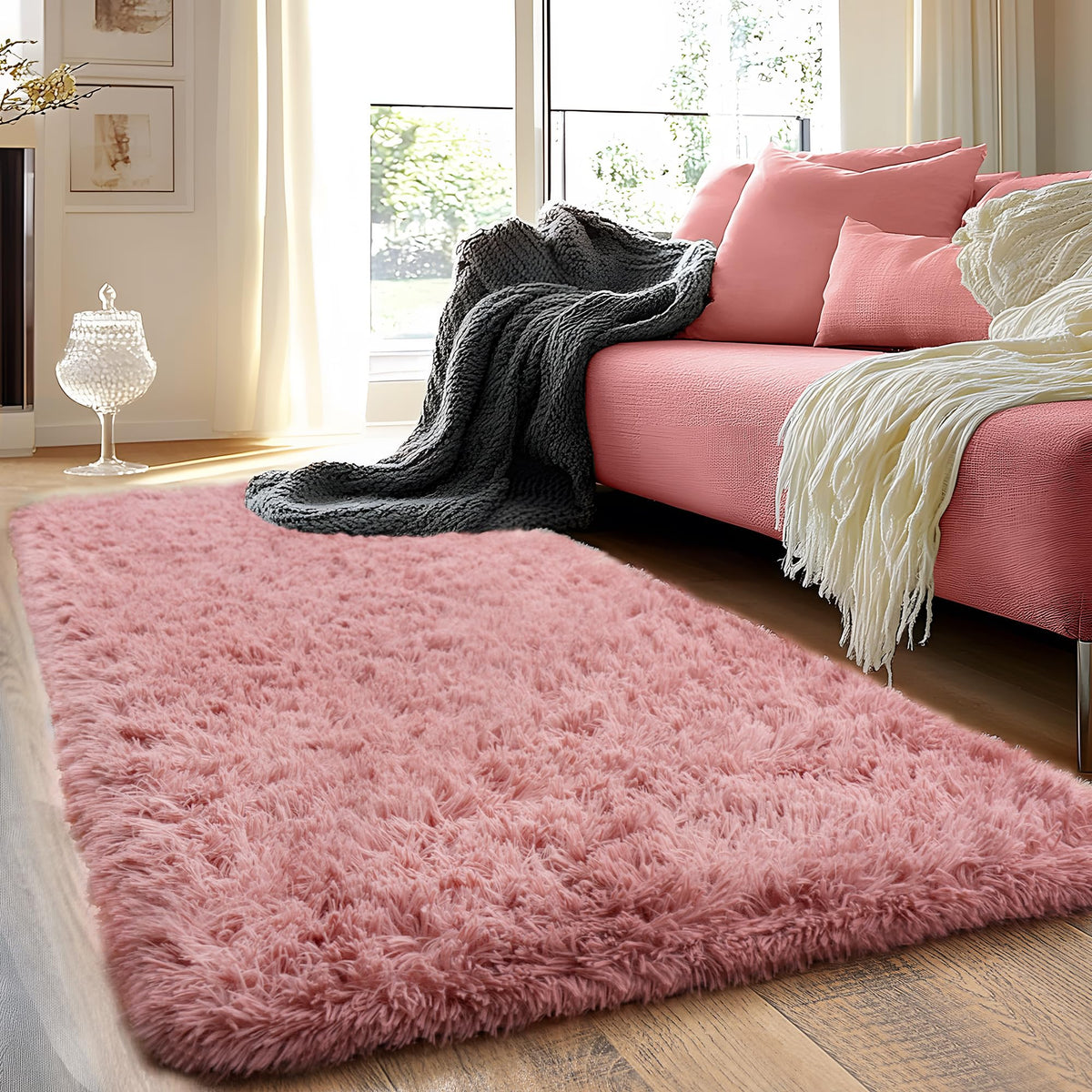 8x10 Area Rugs for Living Room, Ultra Soft Large Shag Black Bedroom Rug Upgrade Non-Slip Plush Modern Fluffy Carpet for Kids Boys Girls Room Home Decor Aesthetic