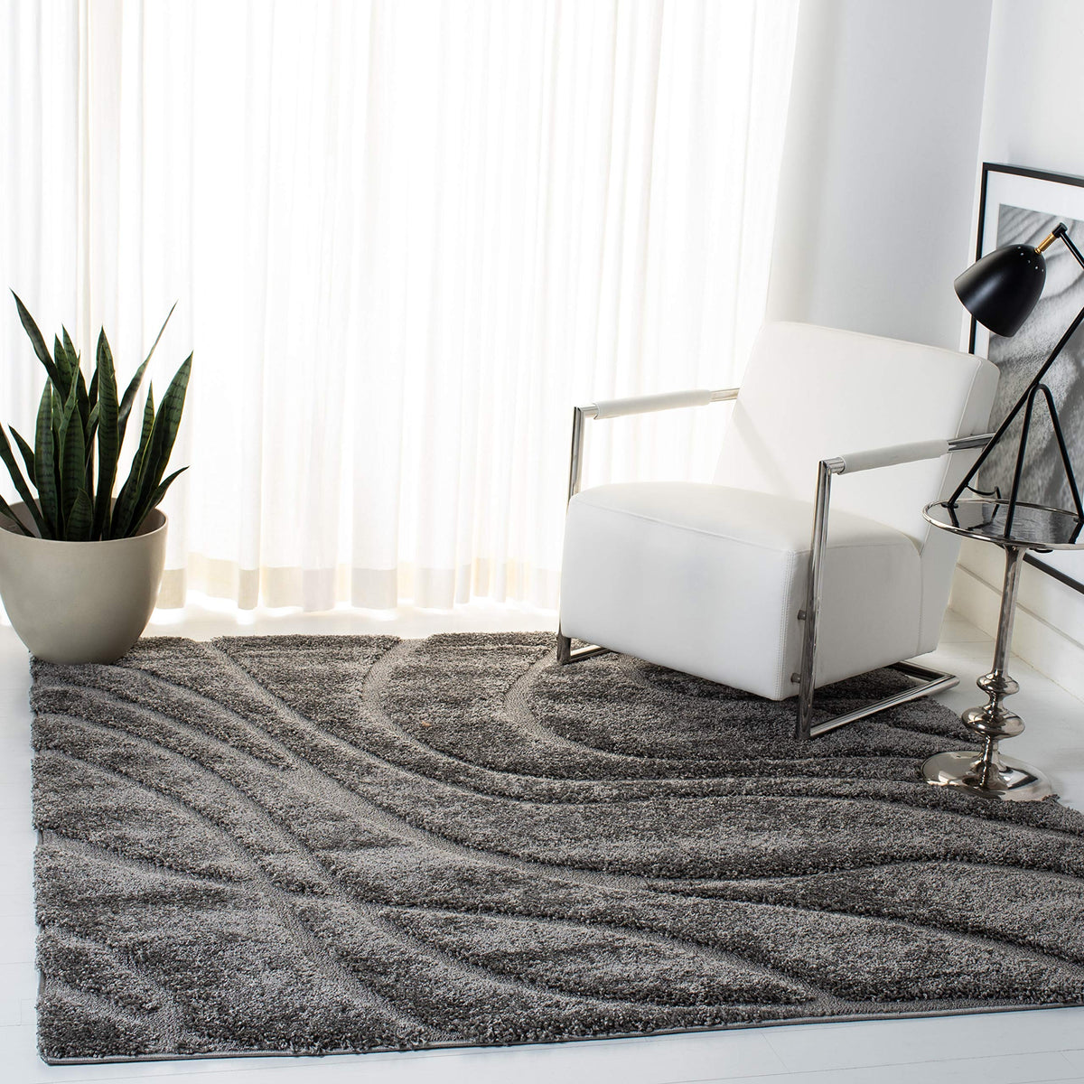 SAFAVIEH Florida Shag Rug 6'x9', Soft Plush Modern Cream & Beige SG471-1113