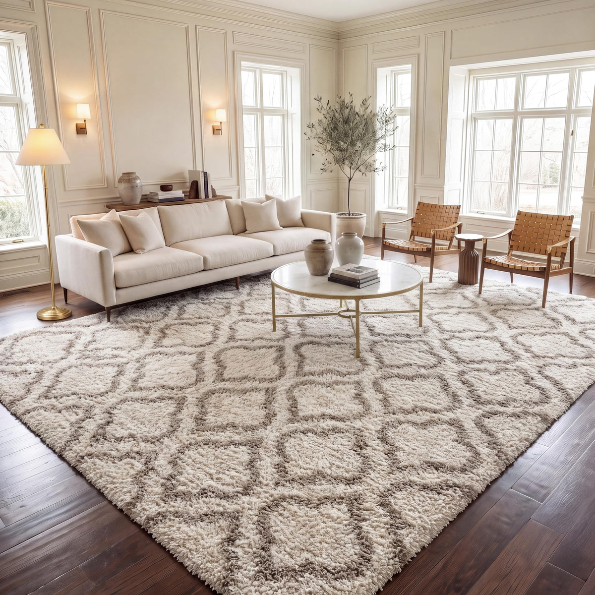 SAFAVIEH Hudson Shag Rug 8x10, Plush Large Multi Ivory & Beige SGH284E