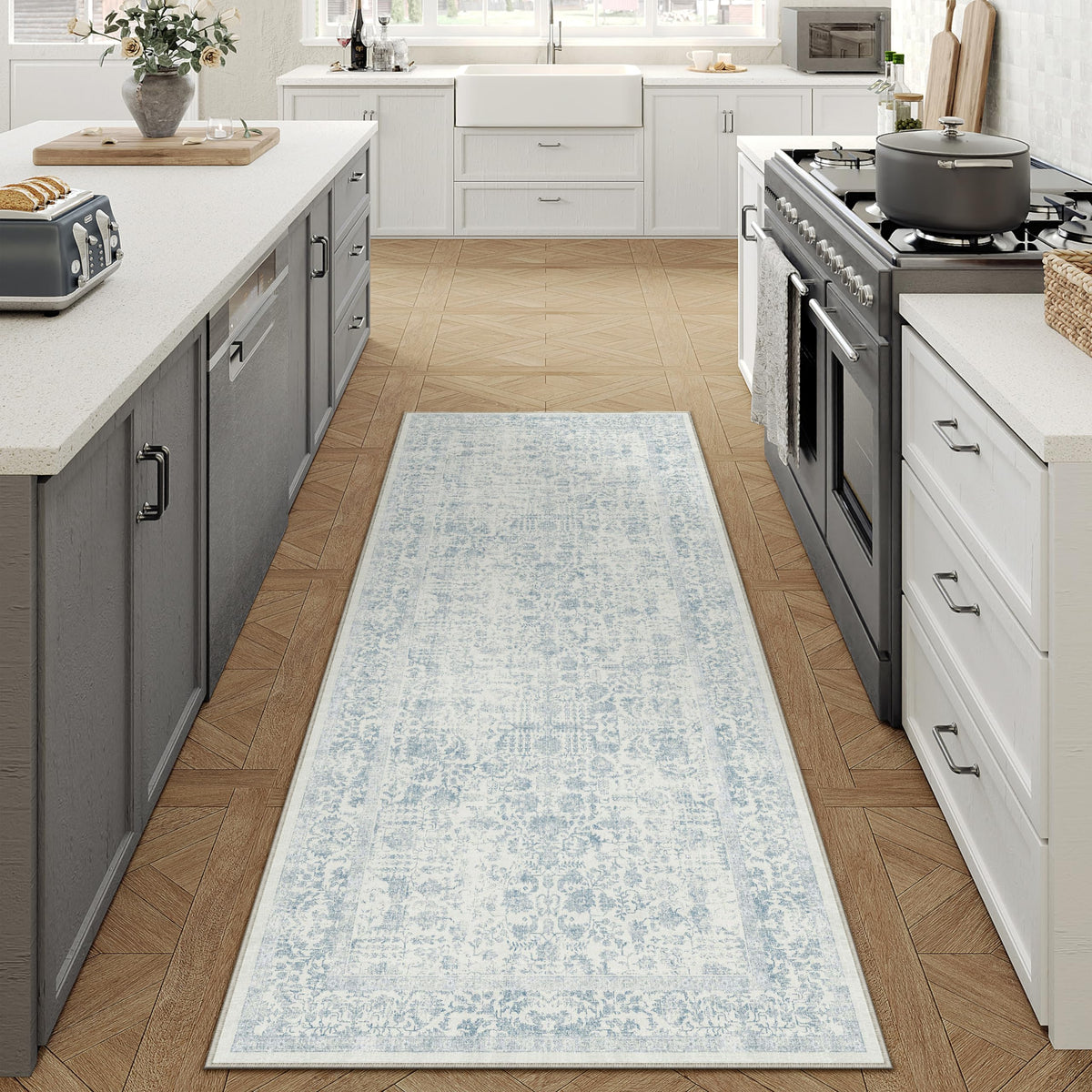 PureCozy Gray Area Rug 8x10 Vintage Floral