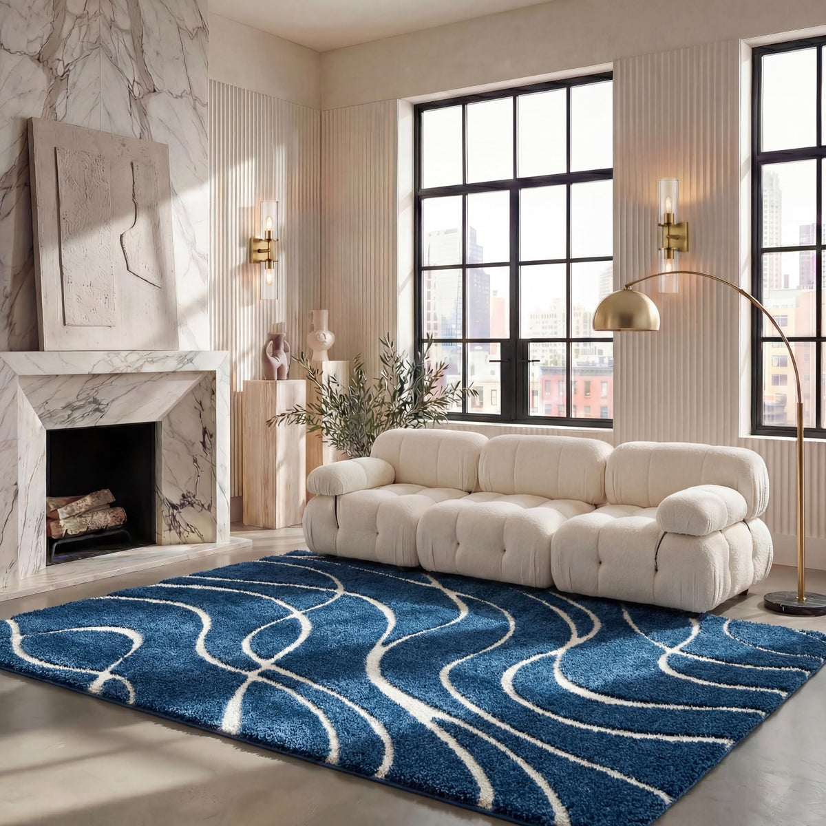 SAFAVIEH Florida Shag Rug 6'x9', Soft Plush Modern Cream & Beige SG471-1113
