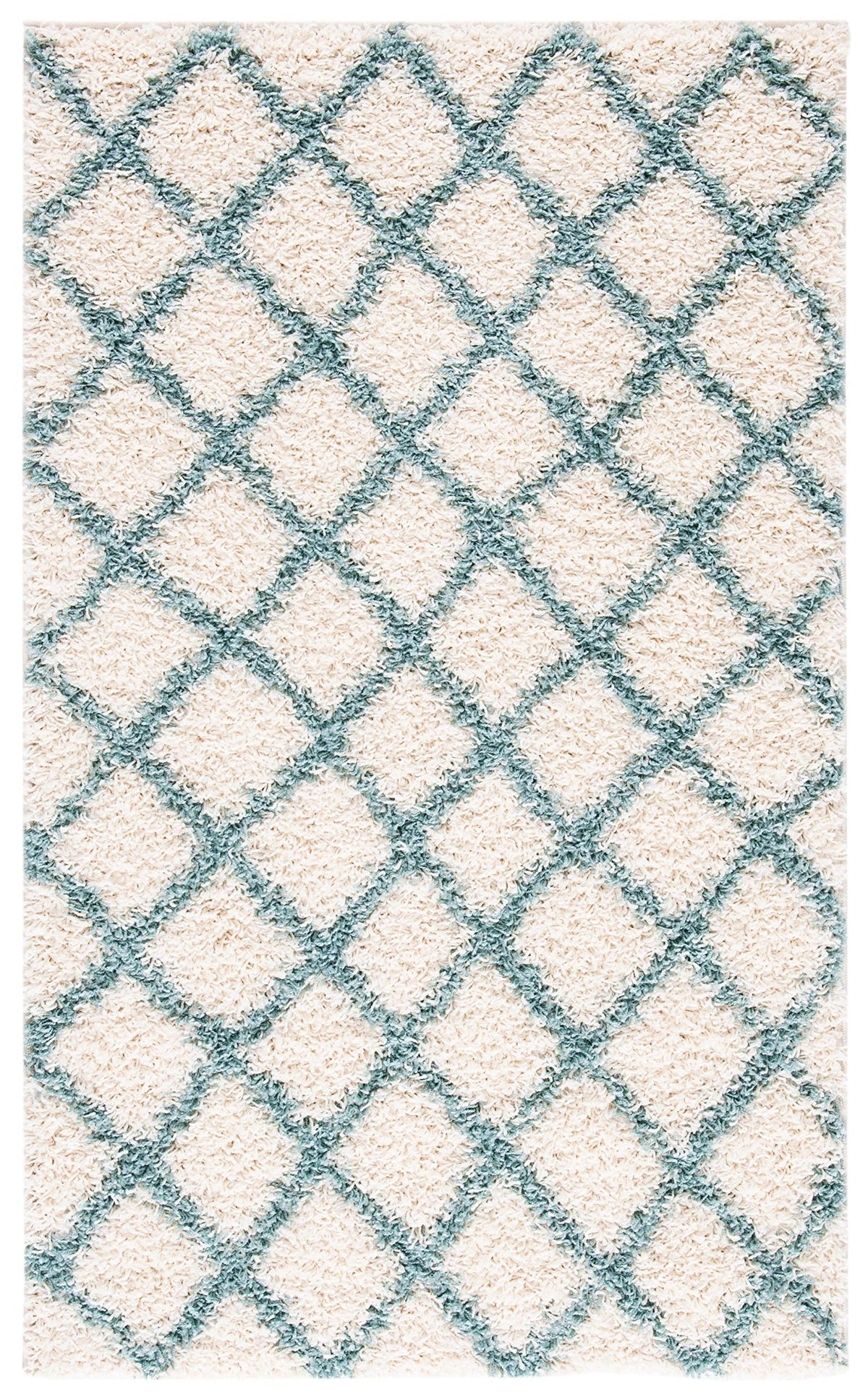 SAFAVIEH Area Rug 8x10 - Dallas Shag Collection - Large - Dark Grey & Ivory, Trellis Pattern, Non-Shedding & Easy Cleaning, Plush Thick Pile, Ideal for Living Room, Bedroom, Dining Space (SGDS258A)