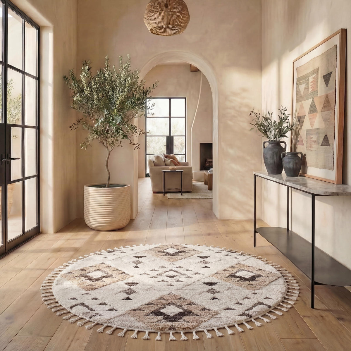 SAFAVIEH Moroccan Tassel Shag Rug 5'3"x7'6", Ivory & Brick Rust MTS688P