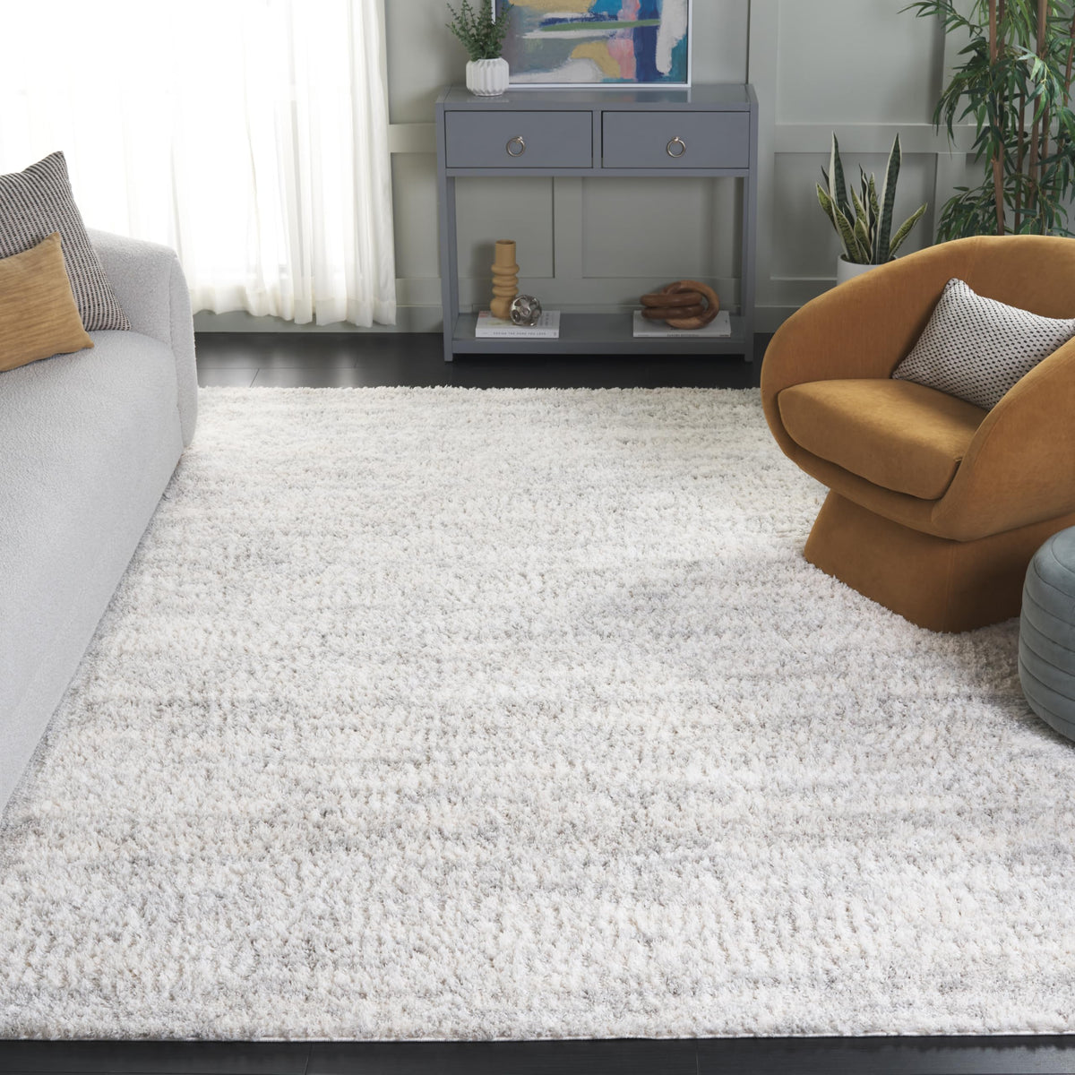 SAFAVIEH Berber Shag Rug 8x10, Large Ivory & Beige BER563A