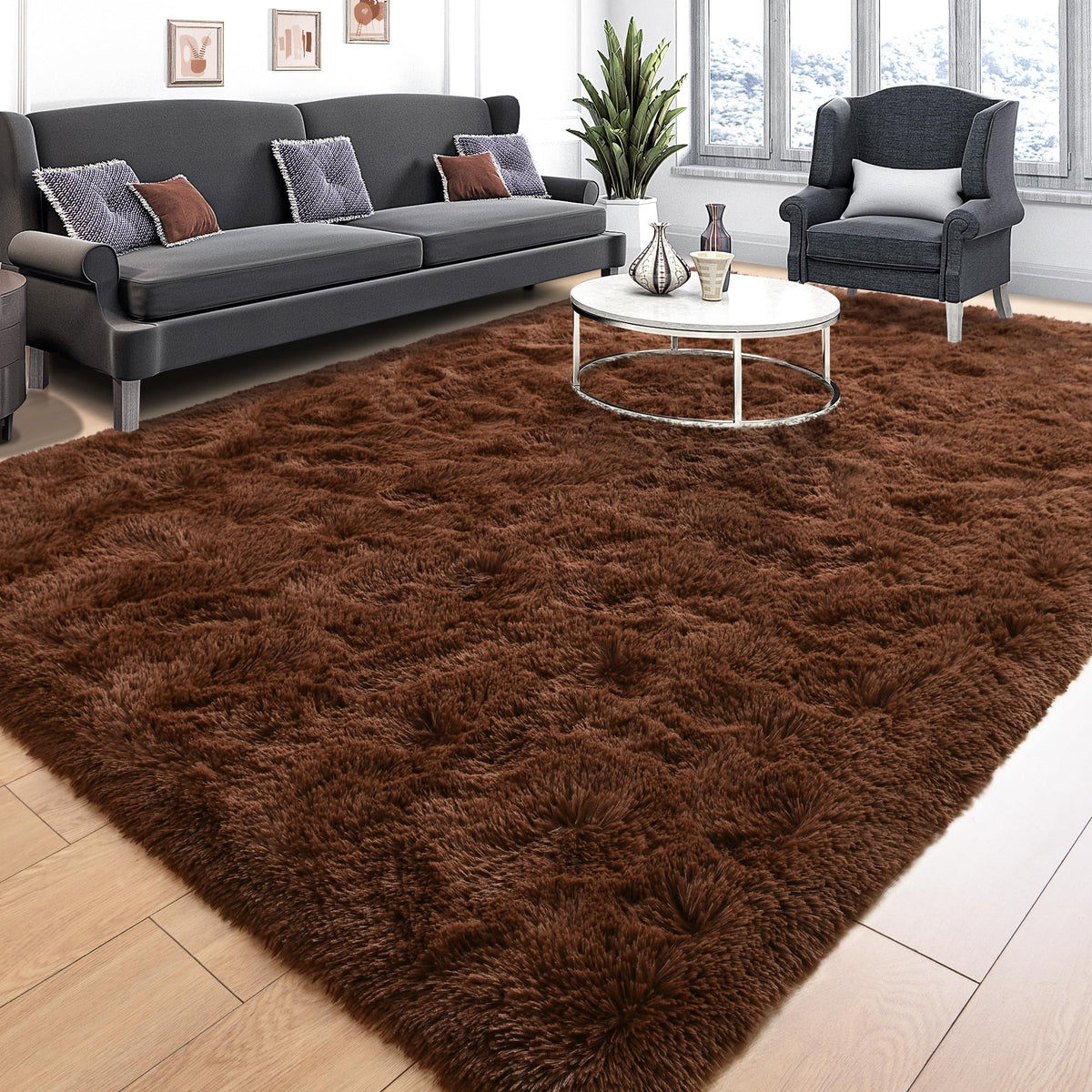 Tepook Fluffy Large Rugs for Living Room, 8x10 Area Rugs for Bedroom