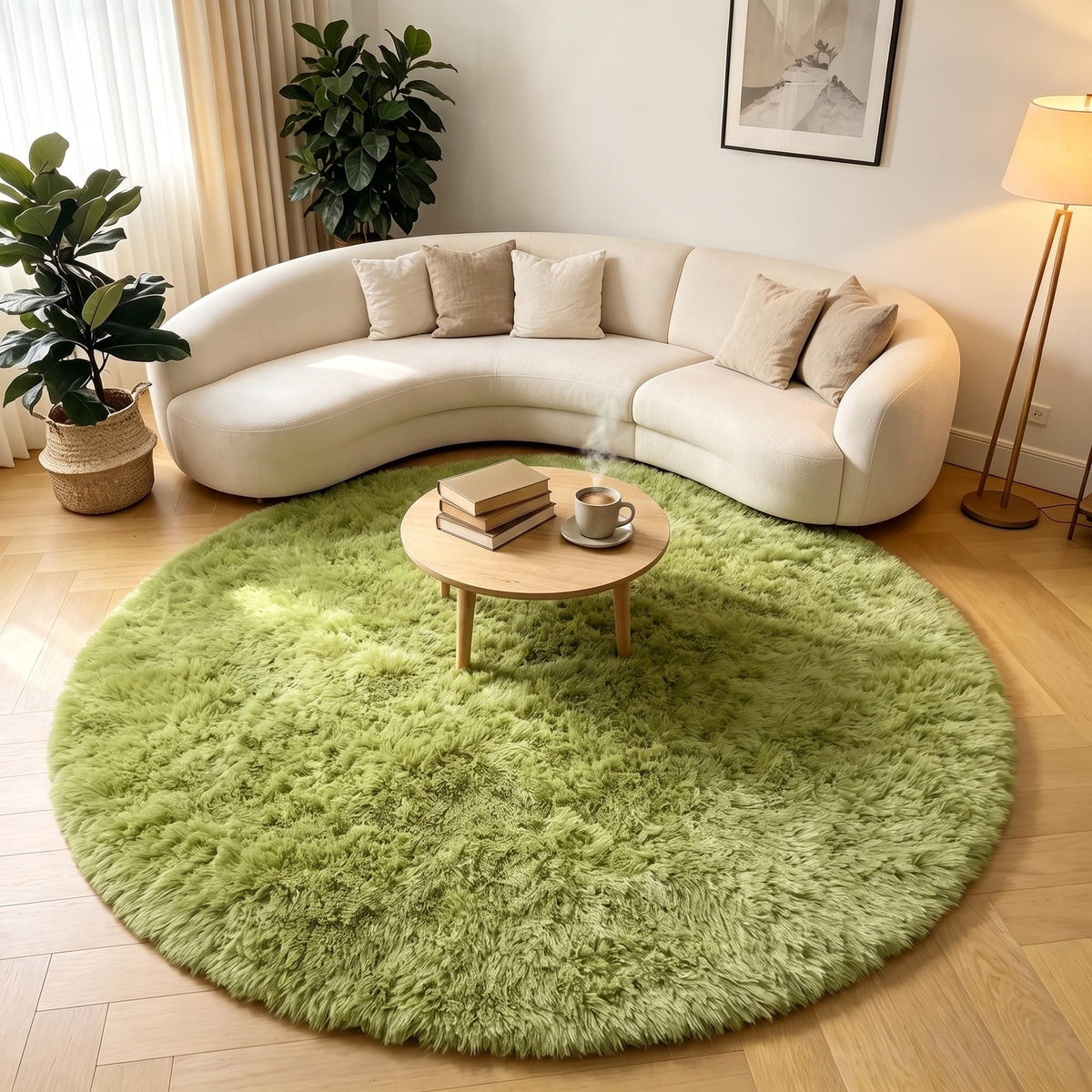 Area Rugs for Living Room Bedroom, 5x8 Fluffy Tie-Dyed Light Grey Shag Rug
