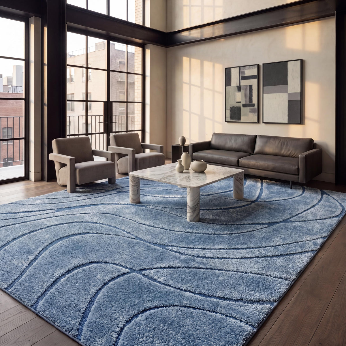 SAFAVIEH Florida Shag Rug 6'x9', Soft Plush Modern Cream & Beige SG471-1113