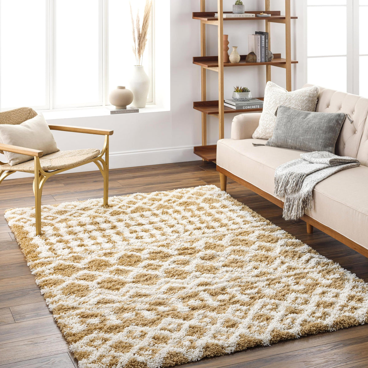 Livabliss Hapsburg Moroccan Shag Area Rug, 5'3" x 7'3", Beige