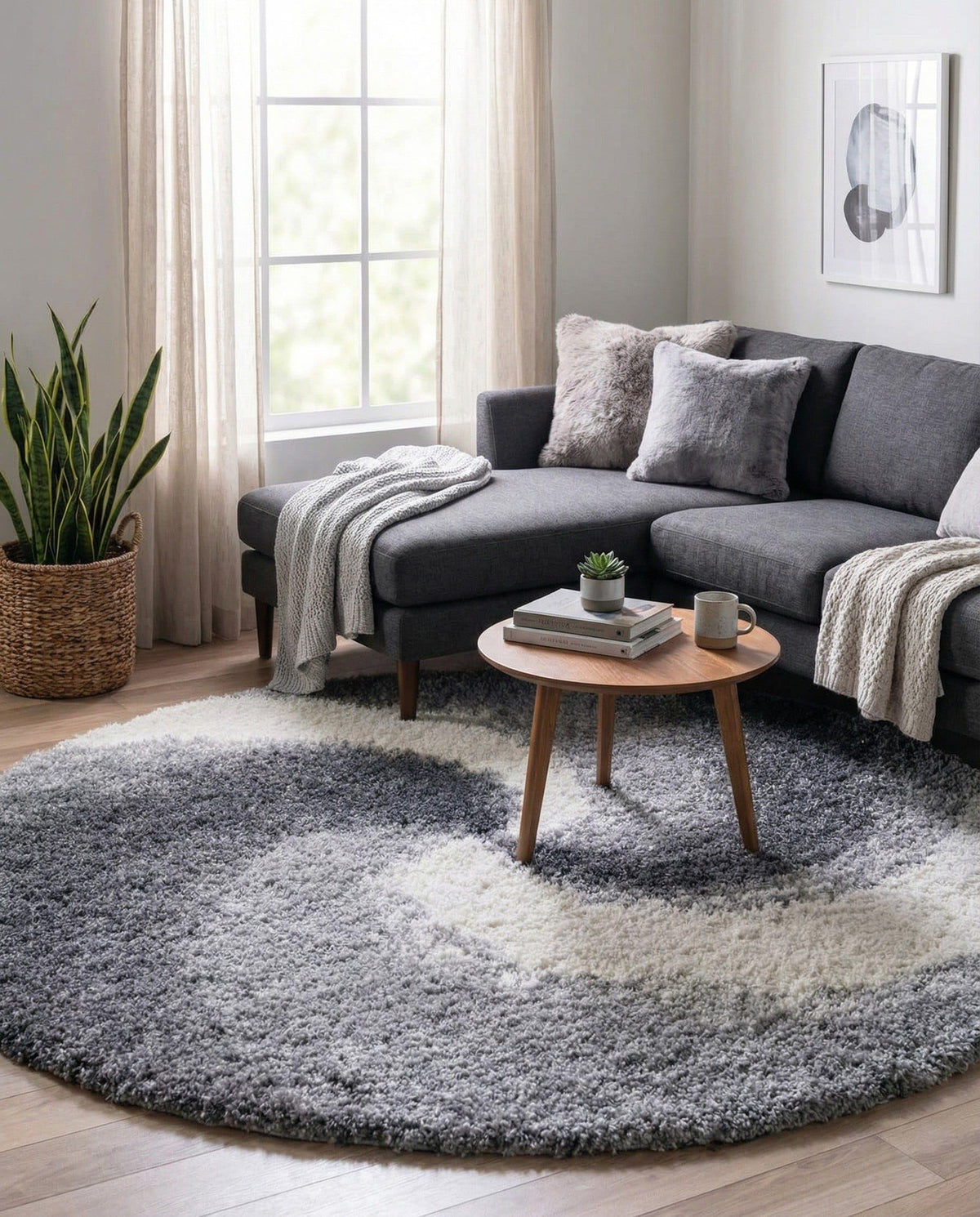 Rugs.com - Soft Touch Shag Rug – 4' 1 x 6' 1 Khaki Shag Rug – Plush Abstract Design for Bedrooms, Living Rooms, and Home Offices