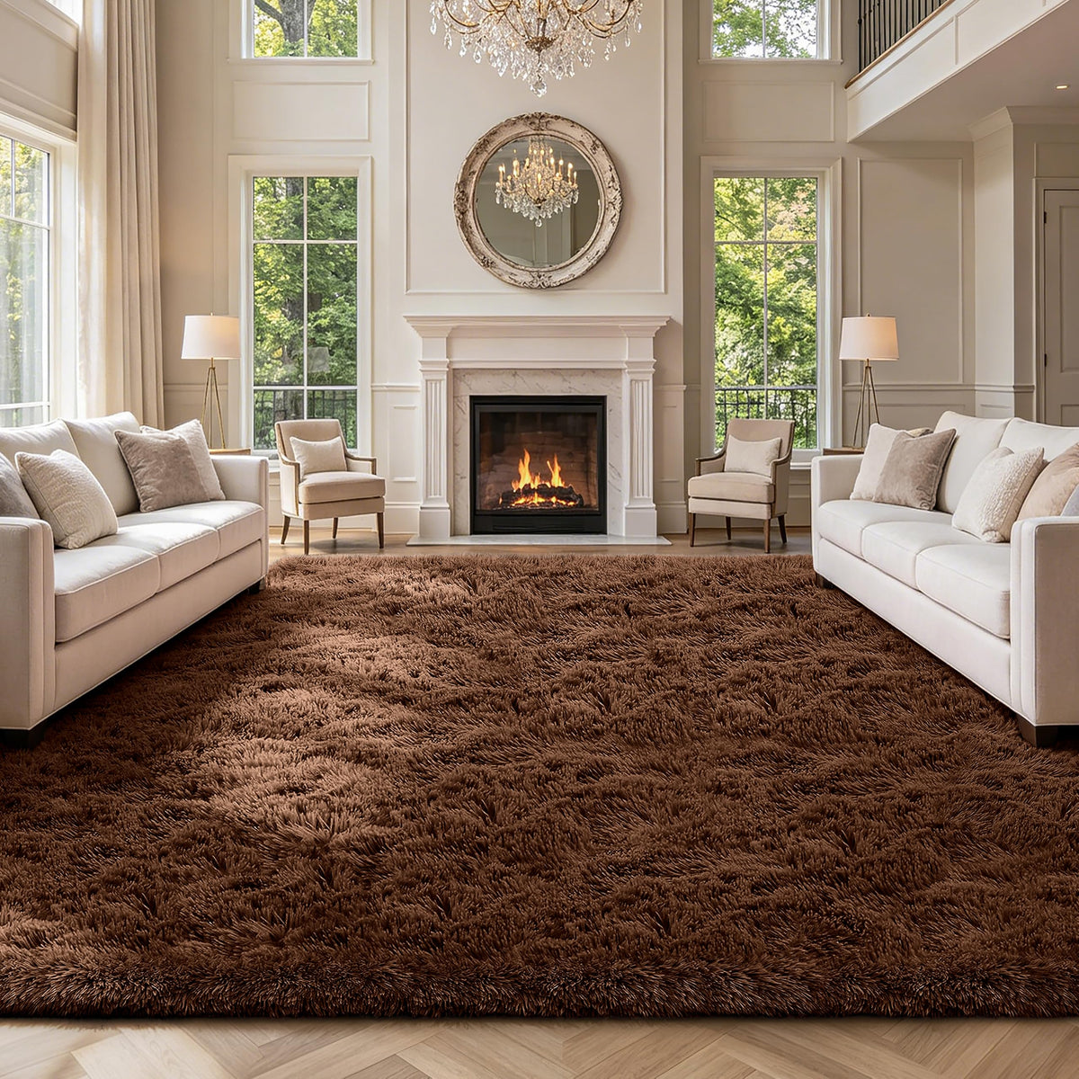 Shag Area Rugs for Bedroom Living Room,8X10 Ultra Soft Fluffy Area Rugs for Dorm,Indoor Carpet Plush Rugs for Living Room Home Decor,Tie-Dye Grey