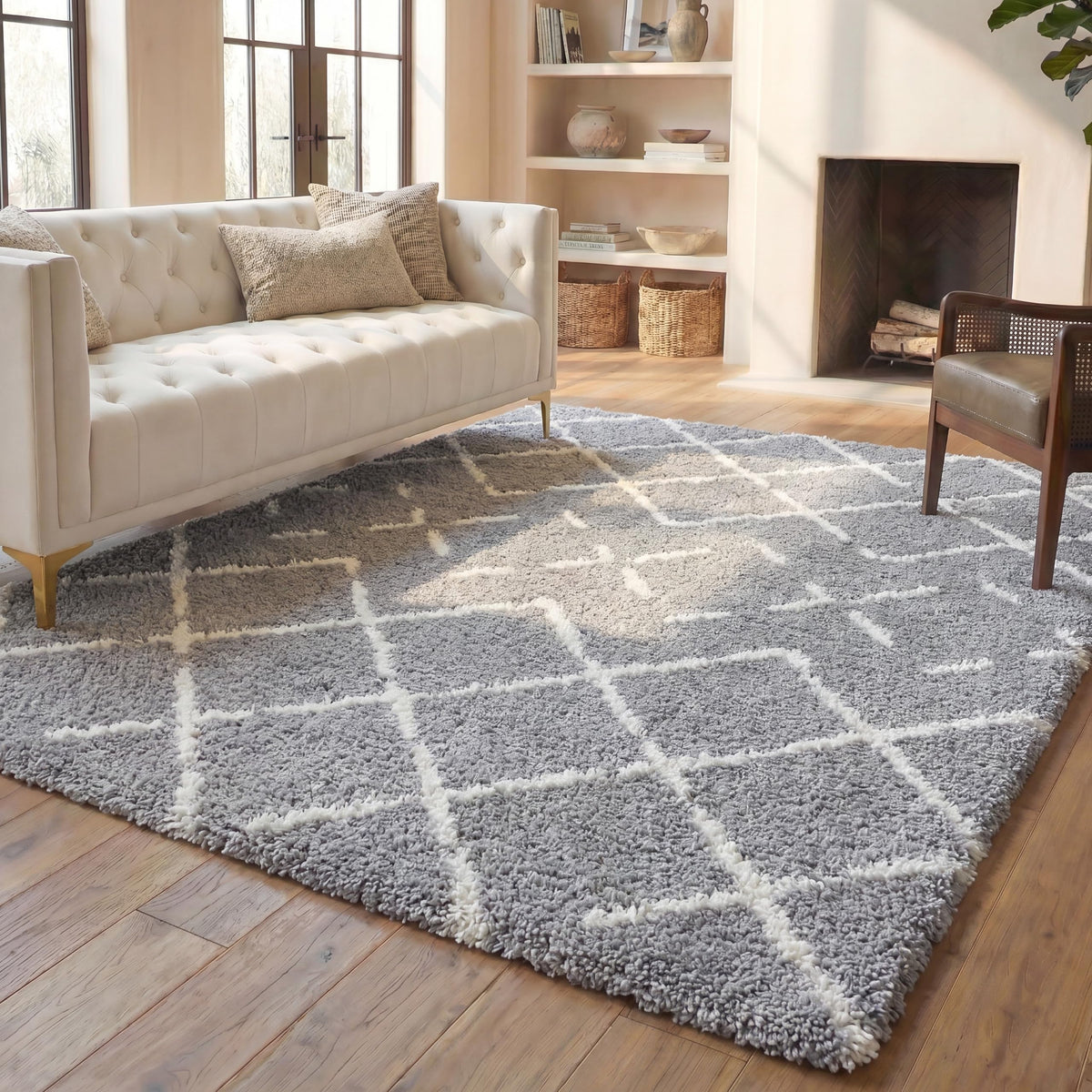 SAFAVIEH Arizona Shag Rug 5'1"x7'6", Soft Plush Ivory & Beige ASG743A