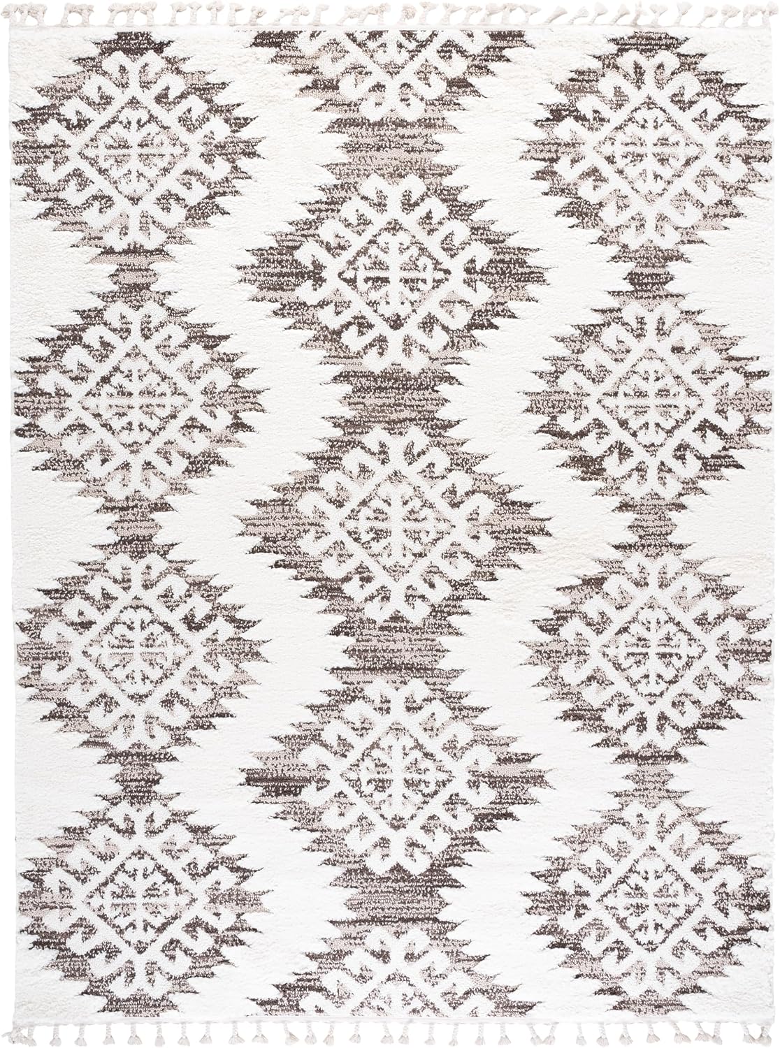 SAFAVIEH Moroccan Tassel Shag Rug 10'x14', Soft Plush Ivory & Brown MTS652A