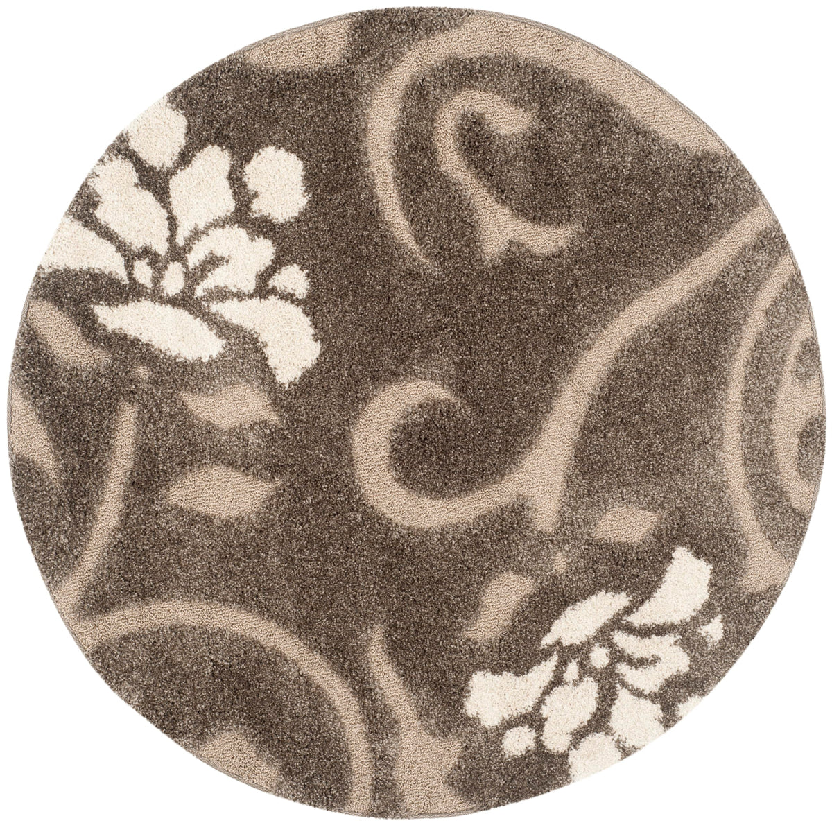SAFAVIEH Area Rug 8x10 - Florida Shag Collection - Large - Smoke & Beige, Floral Design, Non-Shedding & Easy Cleaning, Plush Thick Pile, Ideal for Living Room, Bedroom, Dining Space (SG464-7913)