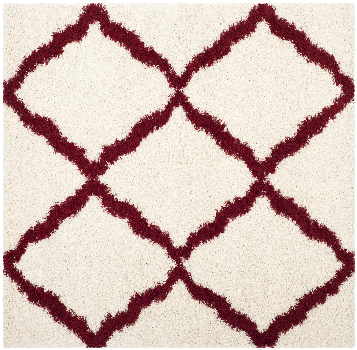 SAFAVIEH Dallas Shag Collection 8' x 10' Beige/Ivory SGD257D Trellis Non-Shedding Living Room Bedroom Dining Room Entryway Plush 1.5-inch Thick Area Rug