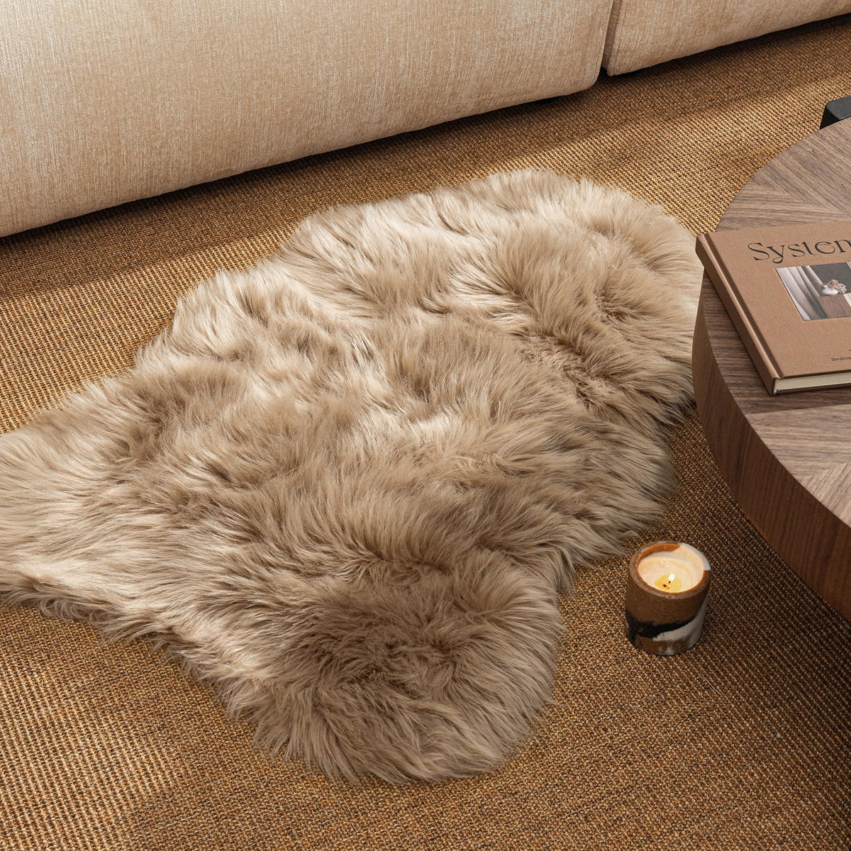 Ashler Faux Fur Rug, White, 2 x 6 Ft, Machine Washable