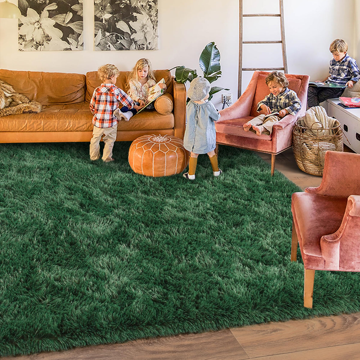 8x10 Area Rugs for Living Room, Ultra Soft Large Shag Black Bedroom Rug Upgrade Non-Slip Plush Modern Fluffy Carpet for Kids Boys Girls Room Home Decor Aesthetic