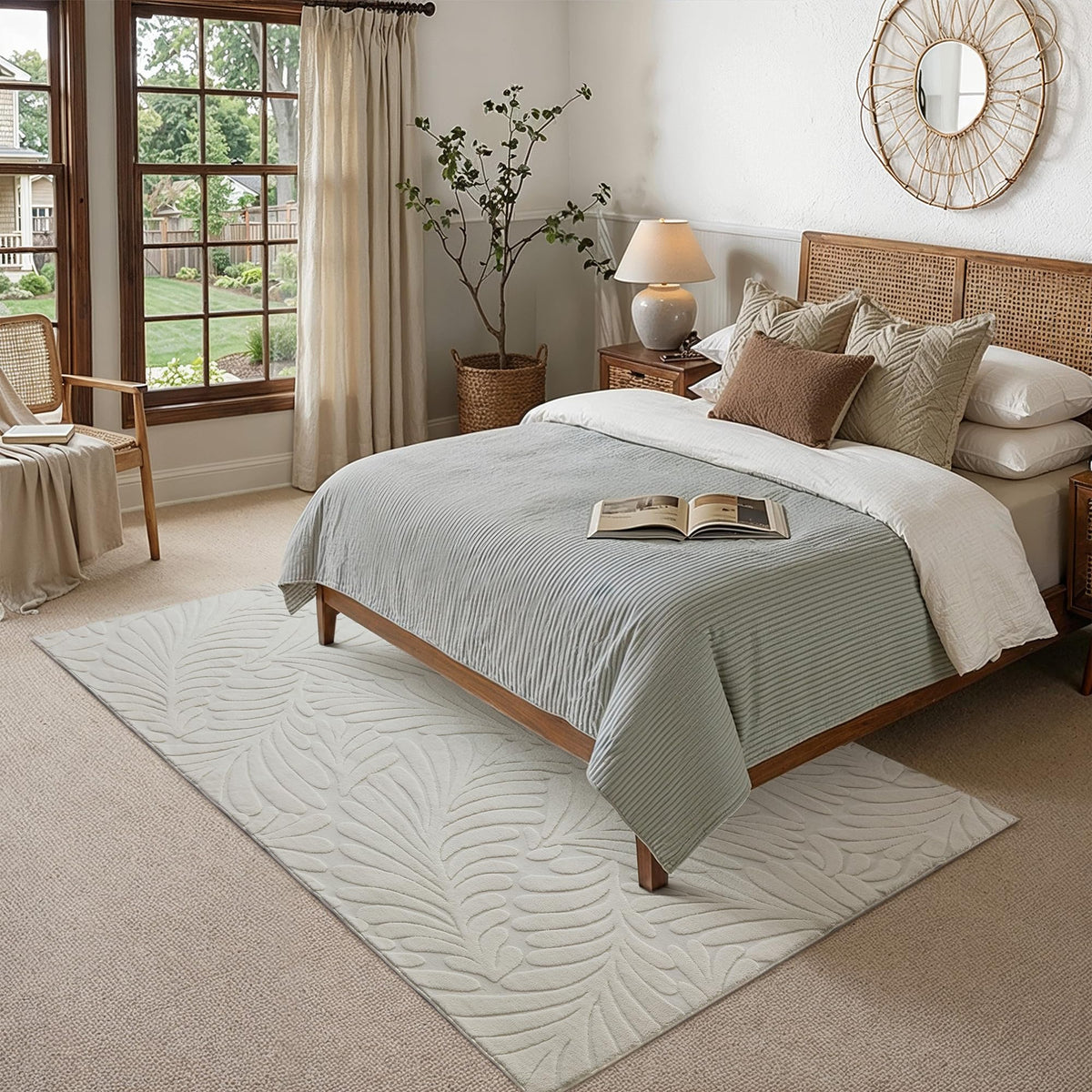 HUGEAR 8x10 White Soft Shag Area Rug Non Slip for Living Room
