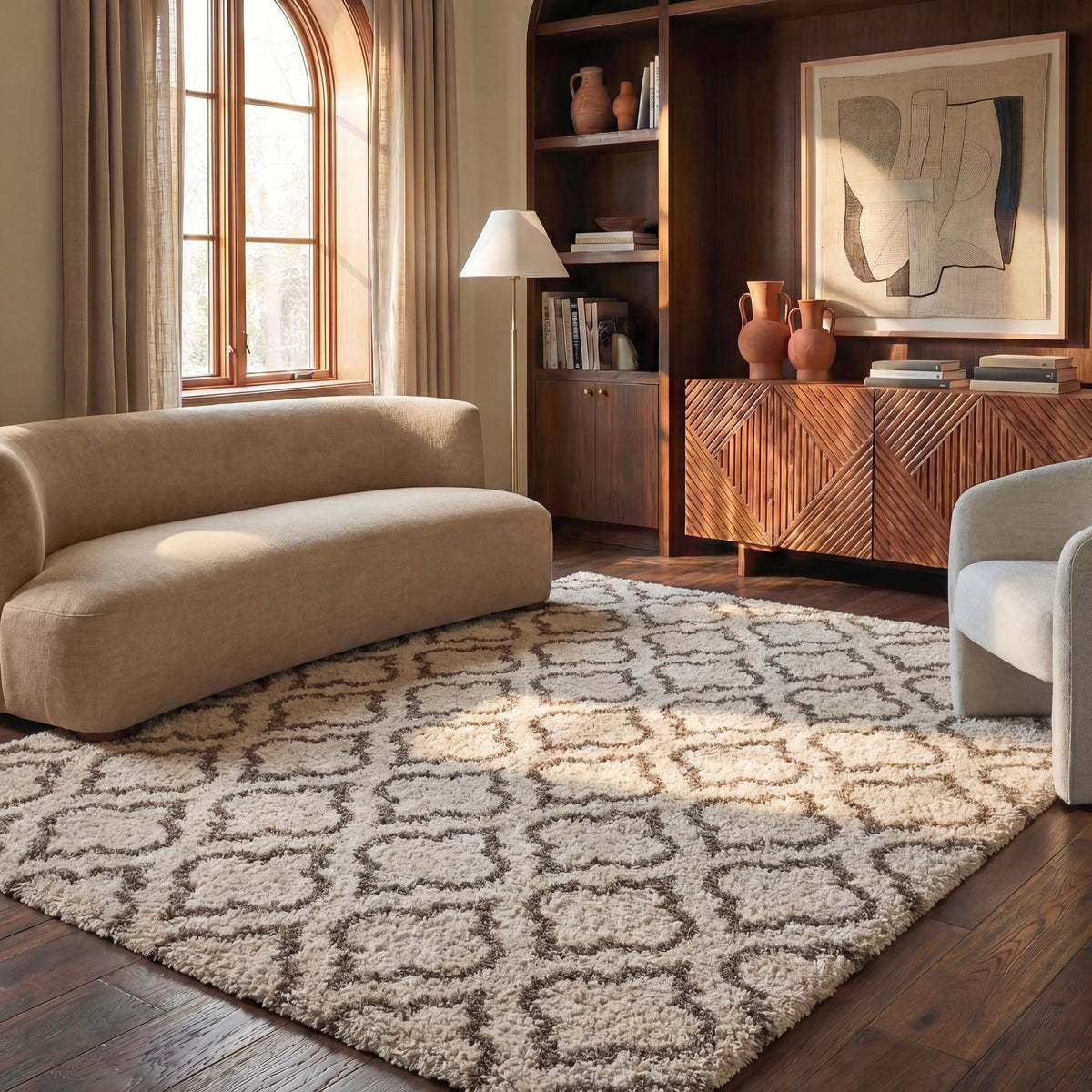 SAFAVIEH Hudson Shag Rug 8x10, Plush Large Multi Ivory & Beige SGH284E