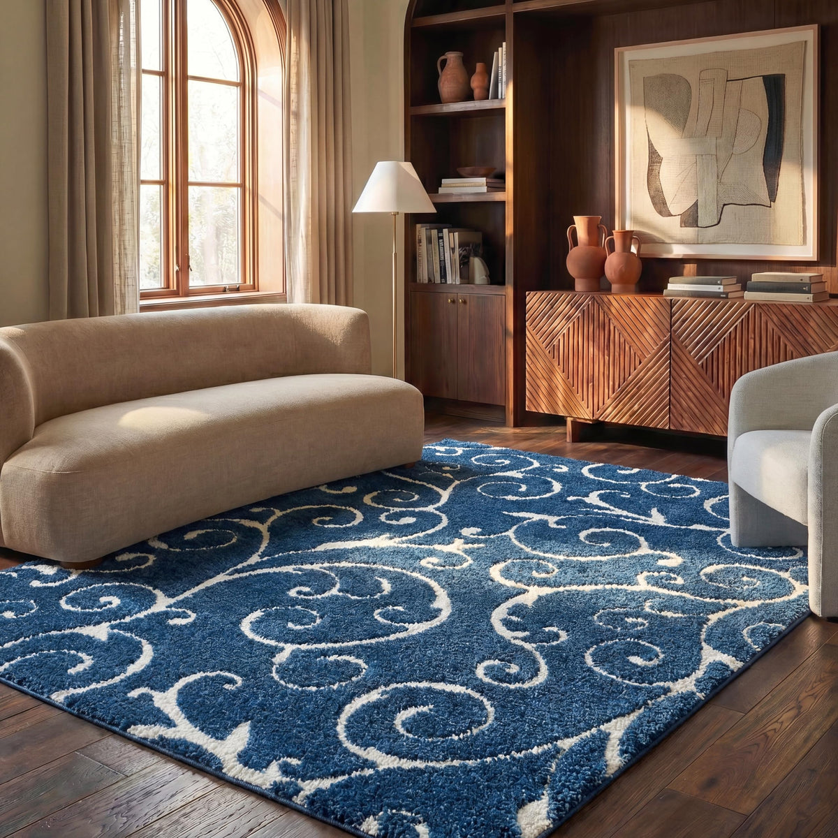 SAFAVIEH Florida Shag Rug 8'x10', Soft Plush Cream & Beige SG455-1113