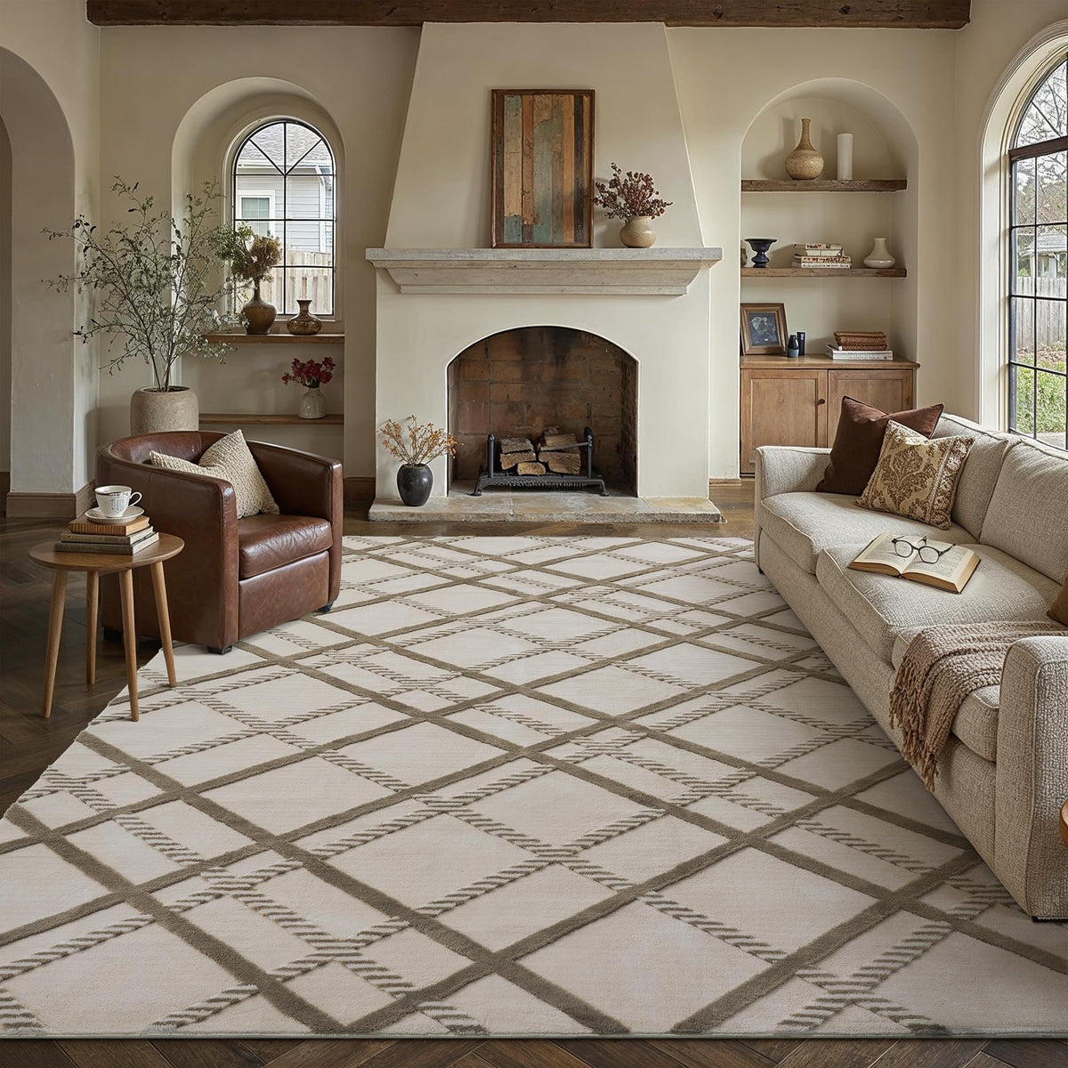 HUGEAR 8x10 White Soft Shag Area Rug Non Slip for Living Room