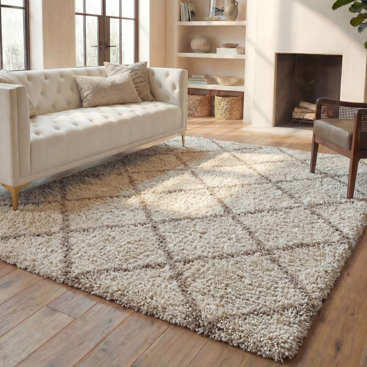 SAFAVIEH Hudson Shag Rug 8'x10', Soft Plush Moroccan Ivory & Beige SGH281D