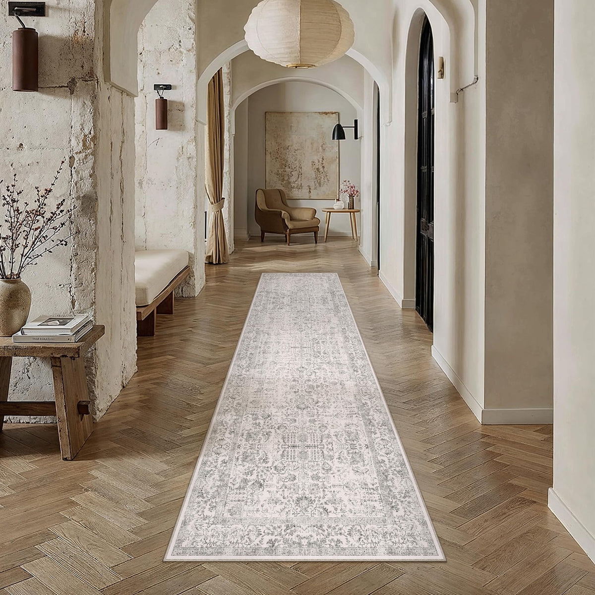 PureCozy Gray Area Rug 8x10 Vintage Floral