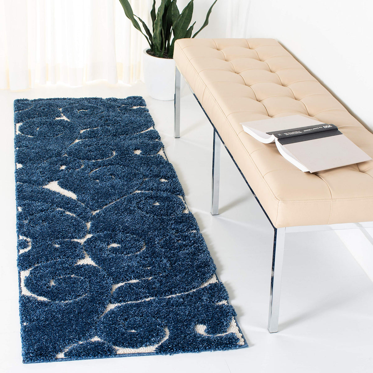 SAFAVIEH Florida Shag Rug 8'x10', Soft Plush Cream & Beige SG455-1113