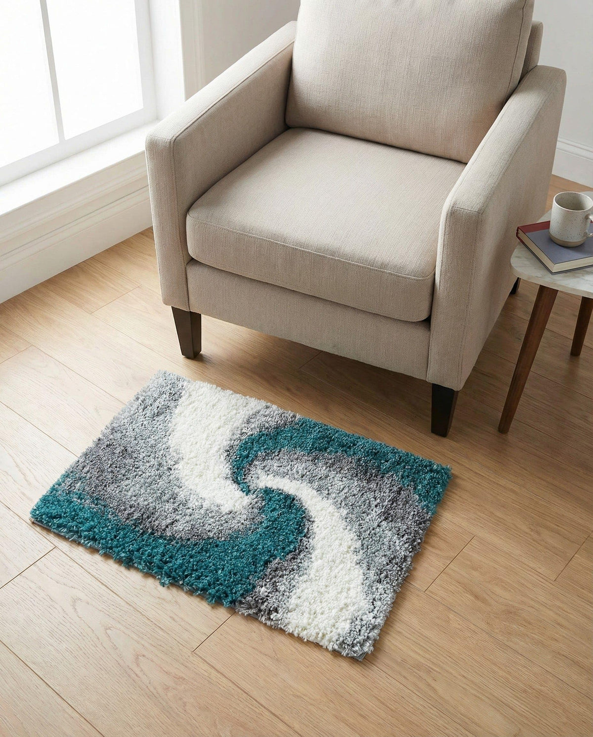 Rugs.com - Soft Touch Shag Rug – 4' 1 x 6' 1 Khaki Shag Rug – Plush Abstract Design for Bedrooms, Living Rooms, and Home Offices
