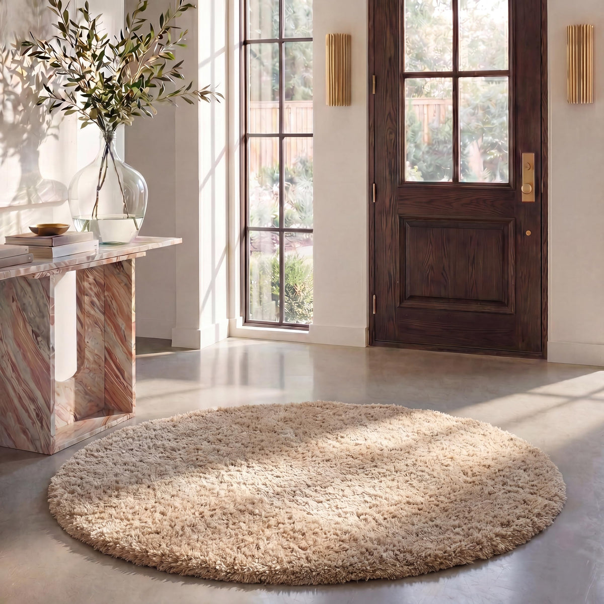 SAFAVIEH Venice Shag Collection Area Rug - 7'6" x 9'6", Pearl, Handmade Glam, 3-inch Thick Ideal for High Traffic Areas in Living Room, Bedroom (SG256P)