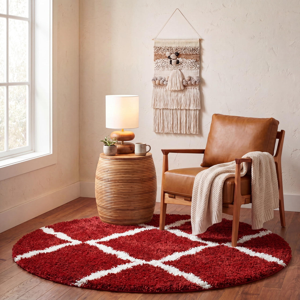 SAFAVIEH Dallas Shag Collection 8' x 10' Beige/Ivory SGD257D Trellis Non-Shedding Living Room Bedroom Dining Room Entryway Plush 1.5-inch Thick Area Rug