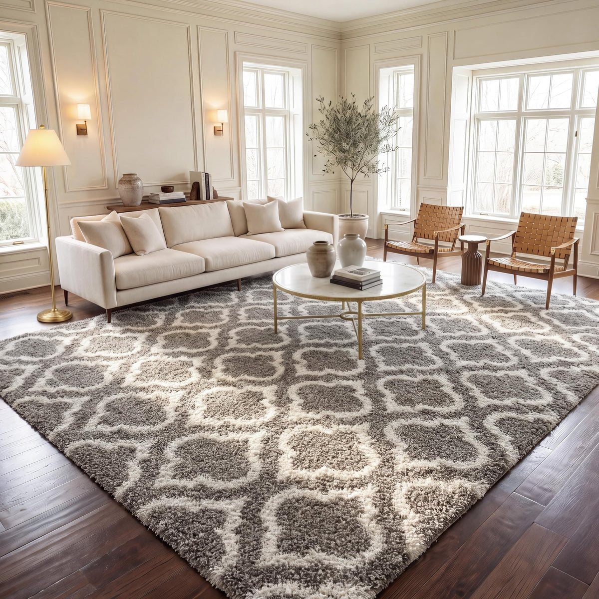 SAFAVIEH Hudson Shag Rug 8x10, Plush Large Multi Ivory & Beige SGH284E