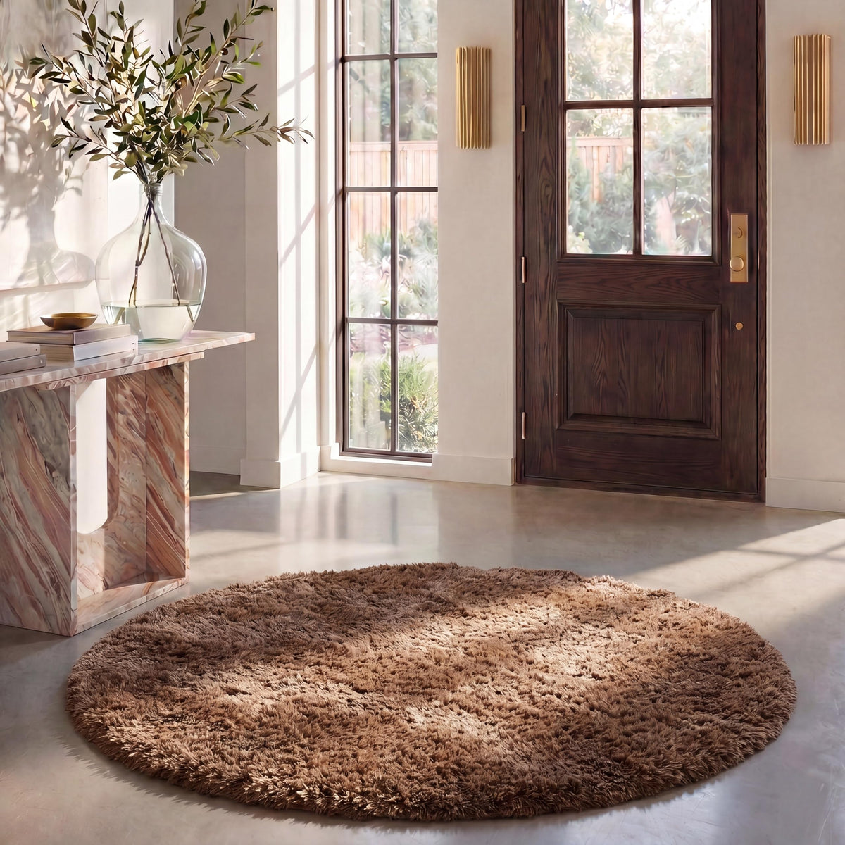 SAFAVIEH Venice Shag Collection Area Rug - 7'6" x 9'6", Pearl, Handmade Glam, 3-inch Thick Ideal for High Traffic Areas in Living Room, Bedroom (SG256P)