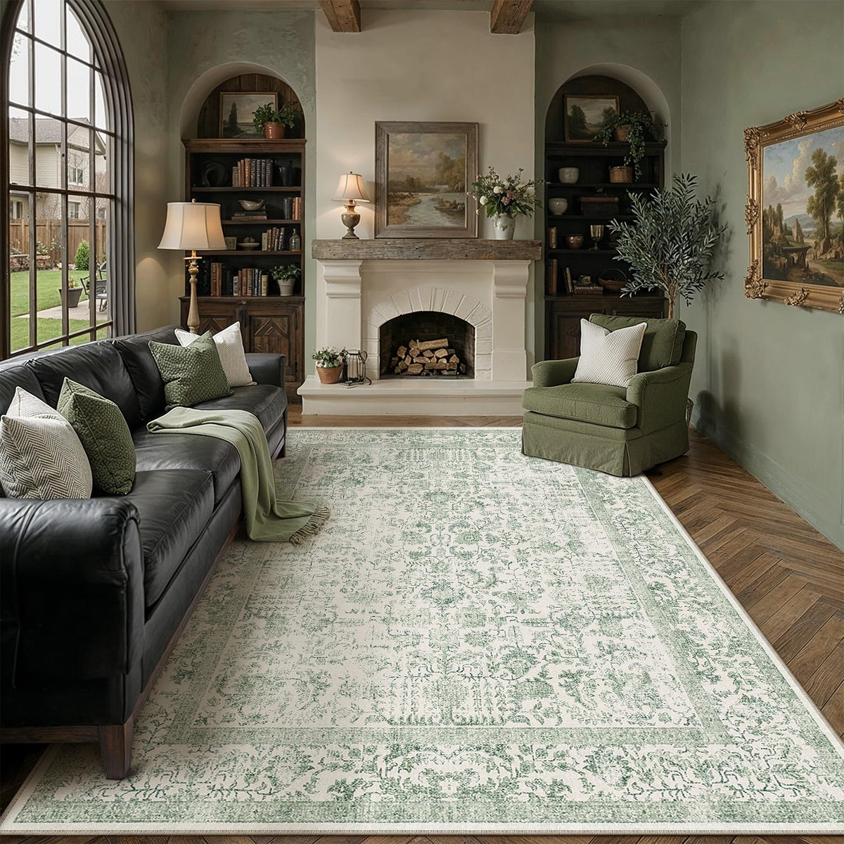 PureCozy Gray Area Rug 8x10 Vintage Floral